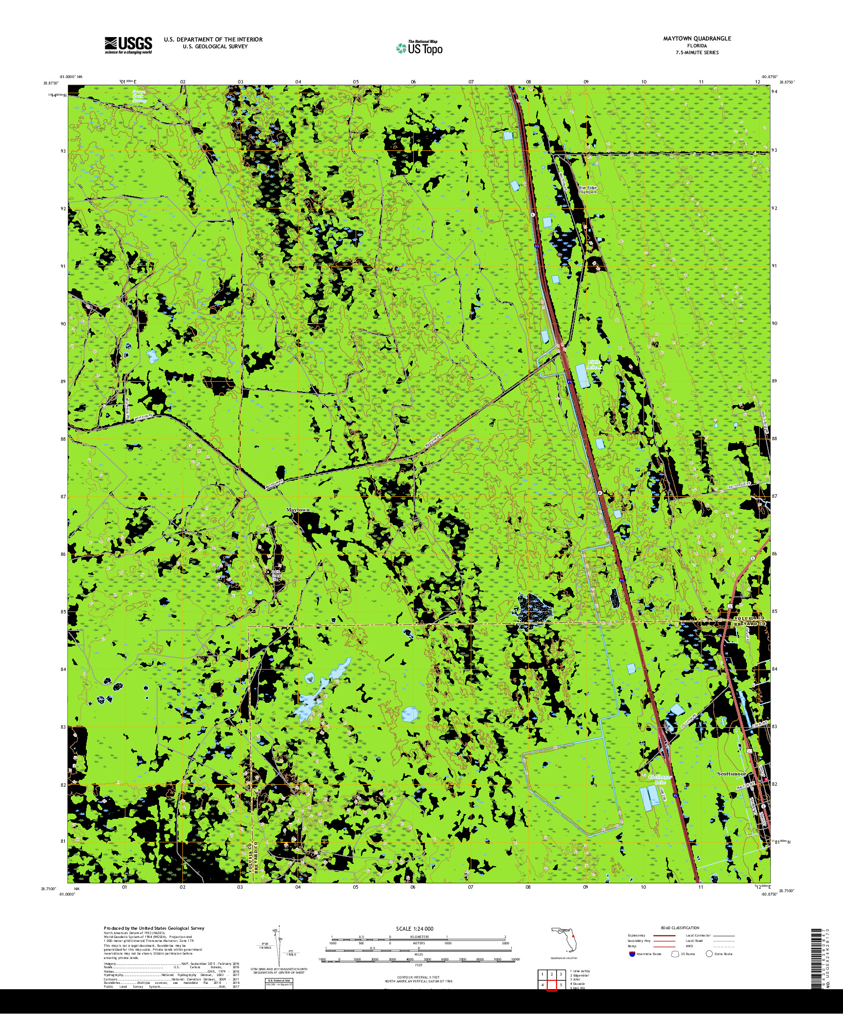 USGS US TOPO 7.5-MINUTE MAP FOR MAYTOWN, FL 2018