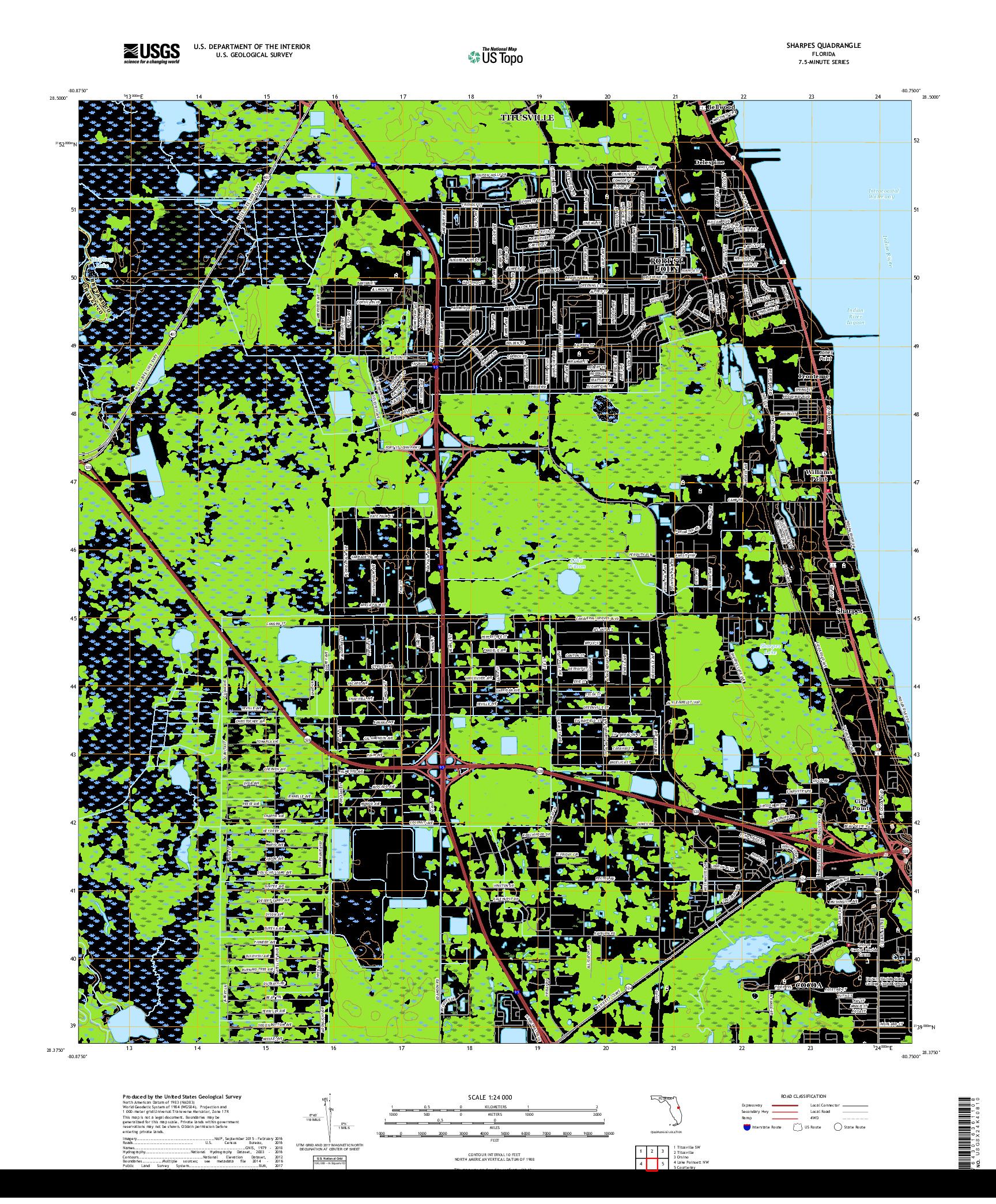 USGS US TOPO 7.5-MINUTE MAP FOR SHARPES, FL 2018