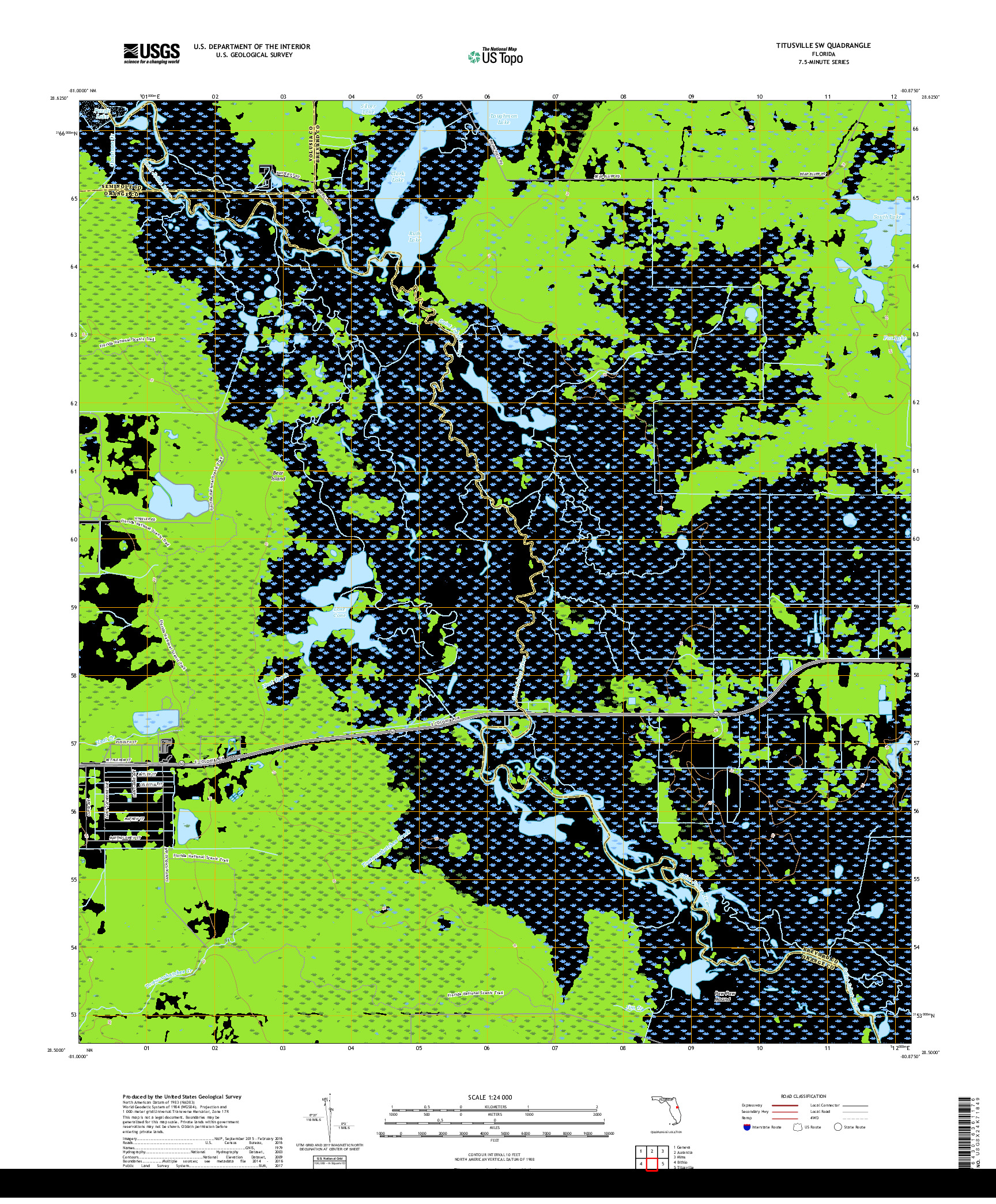 USGS US TOPO 7.5-MINUTE MAP FOR TITUSVILLE SW, FL 2018