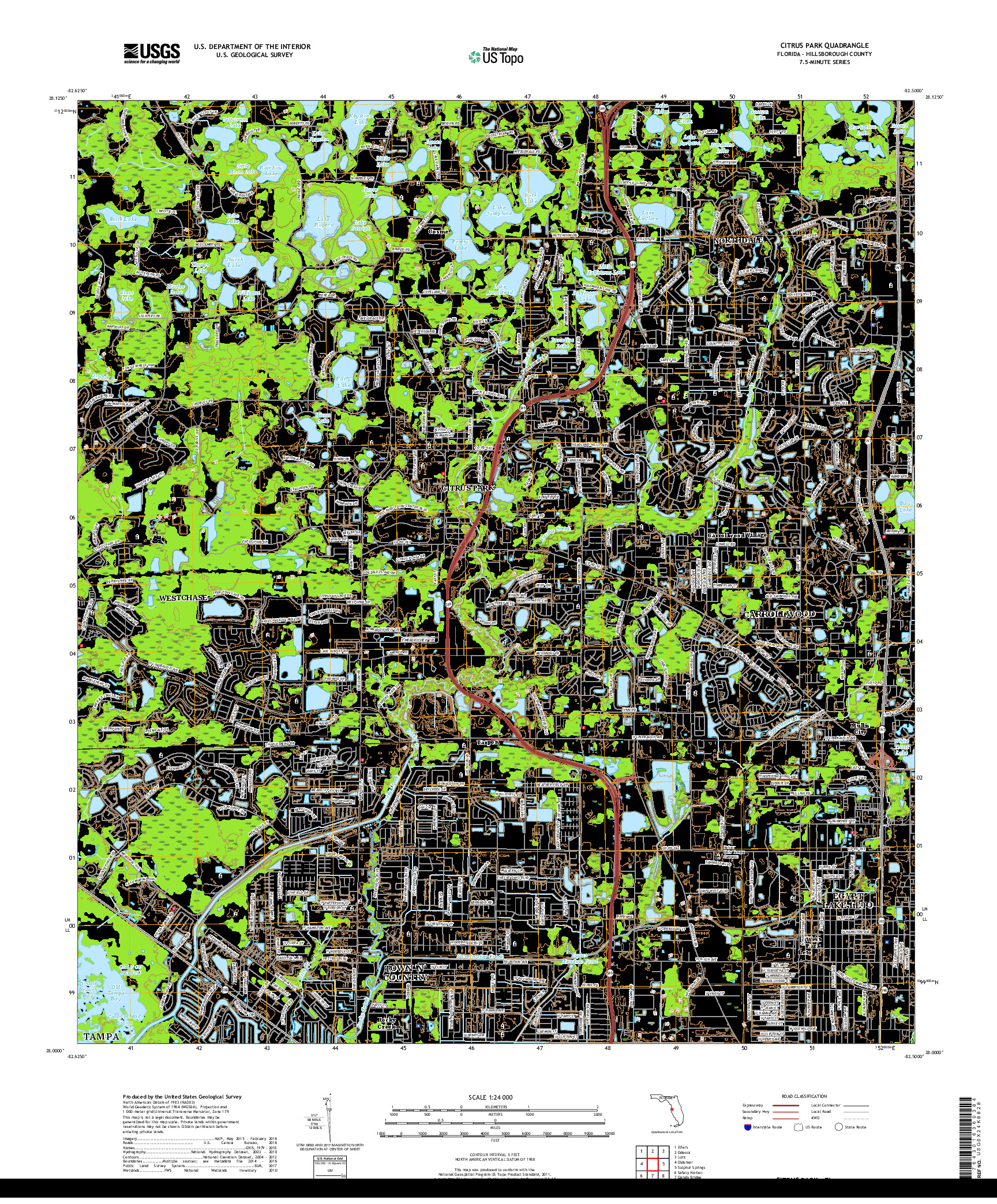 USGS US TOPO 7.5-MINUTE MAP FOR CITRUS PARK, FL 2018