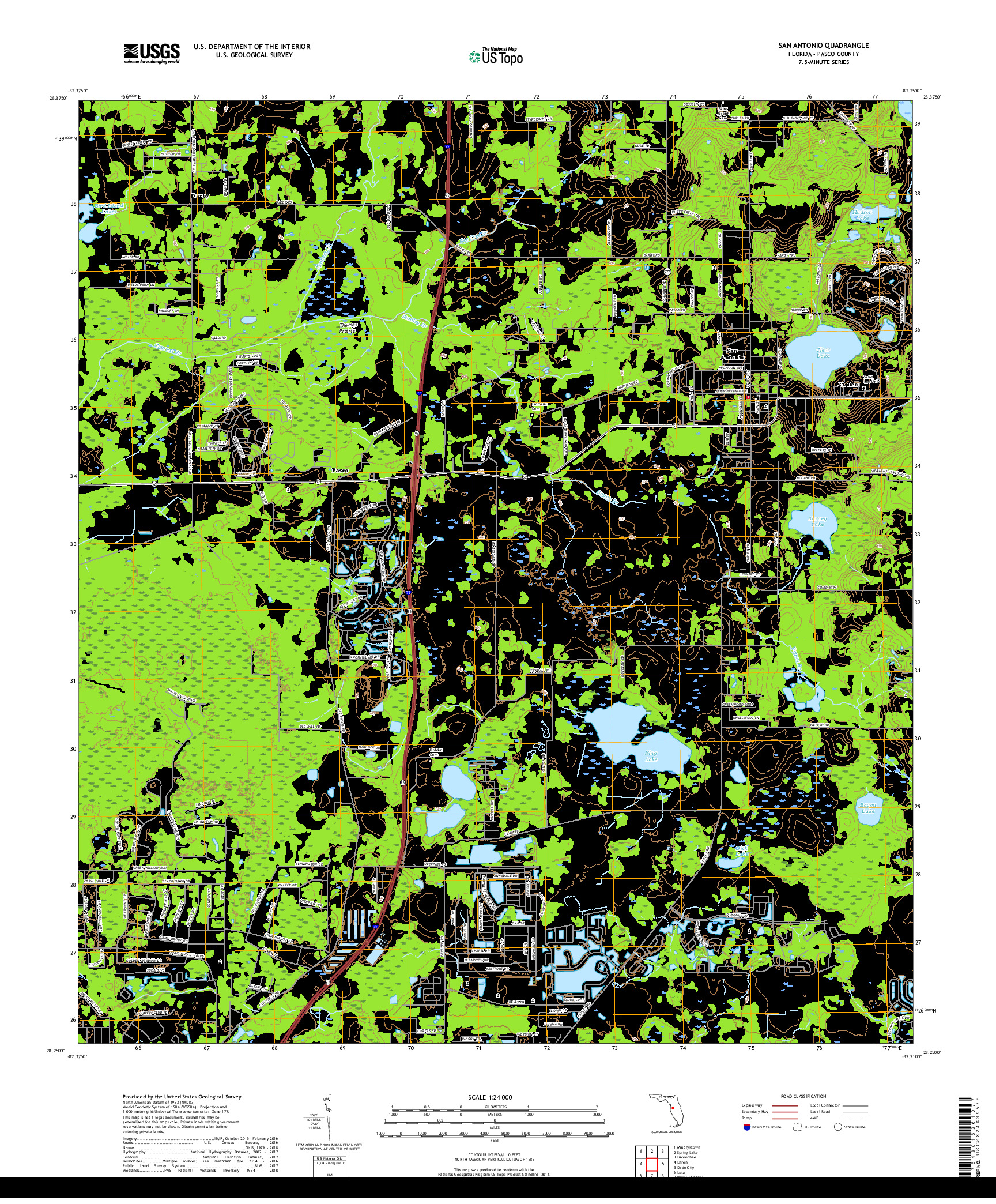 USGS US TOPO 7.5-MINUTE MAP FOR SAN ANTONIO, FL 2018