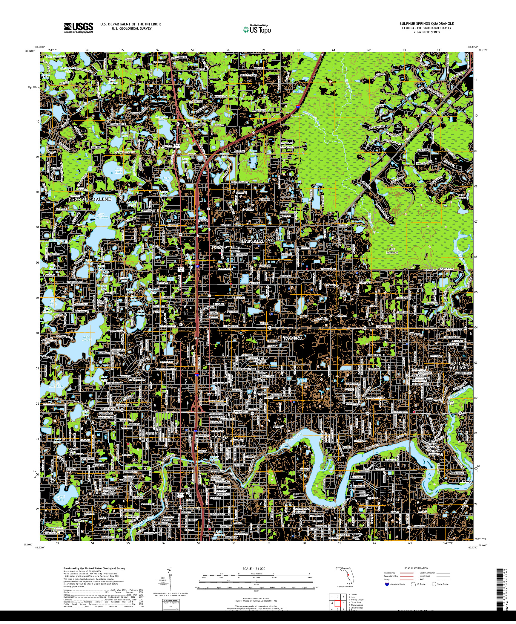 USGS US TOPO 7.5-MINUTE MAP FOR SULPHUR SPRINGS, FL 2018