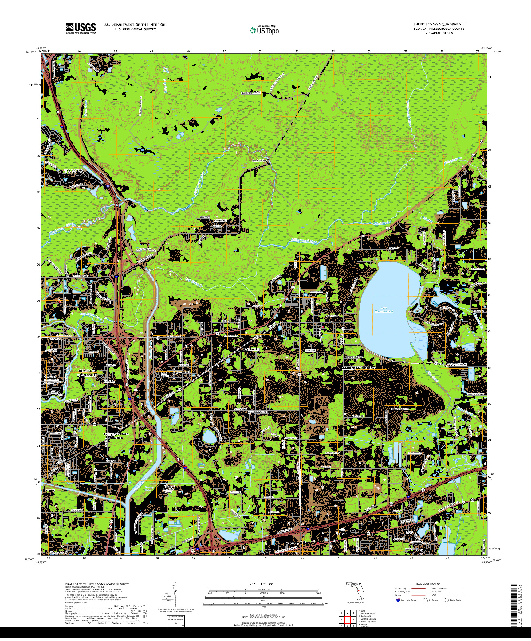 USGS US TOPO 7.5-MINUTE MAP FOR THONOTOSASSA, FL 2018