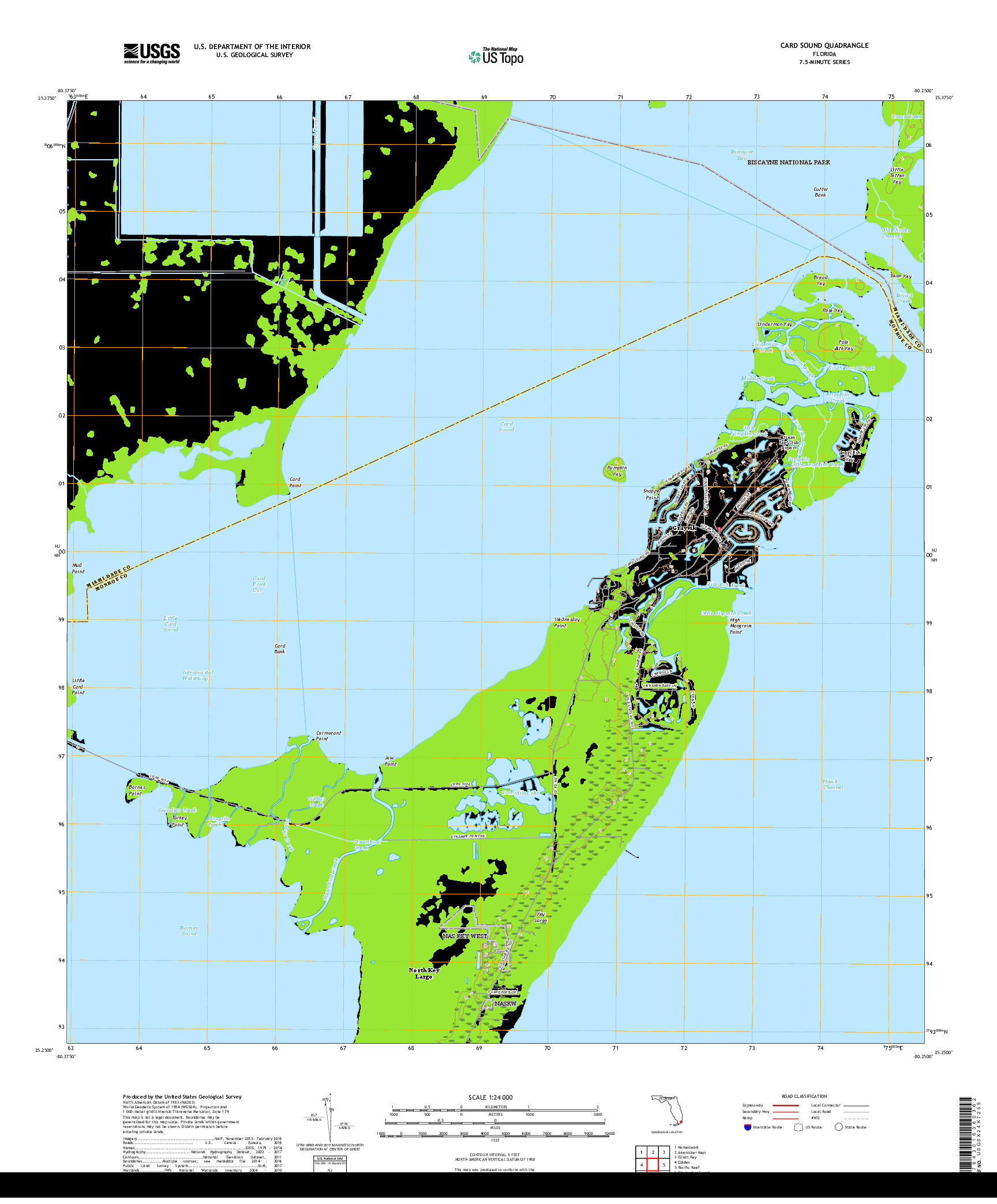 USGS US TOPO 7.5-MINUTE MAP FOR CARD SOUND, FL 2018