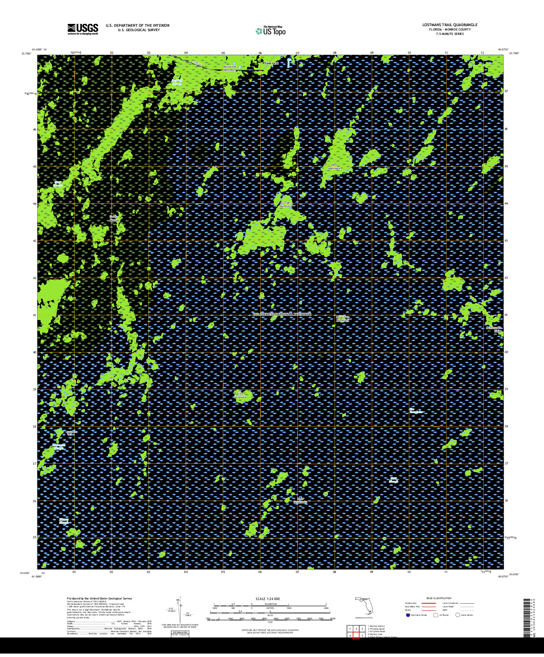 USGS US TOPO 7.5-MINUTE MAP FOR LOSTMANS TRAIL, FL 2018