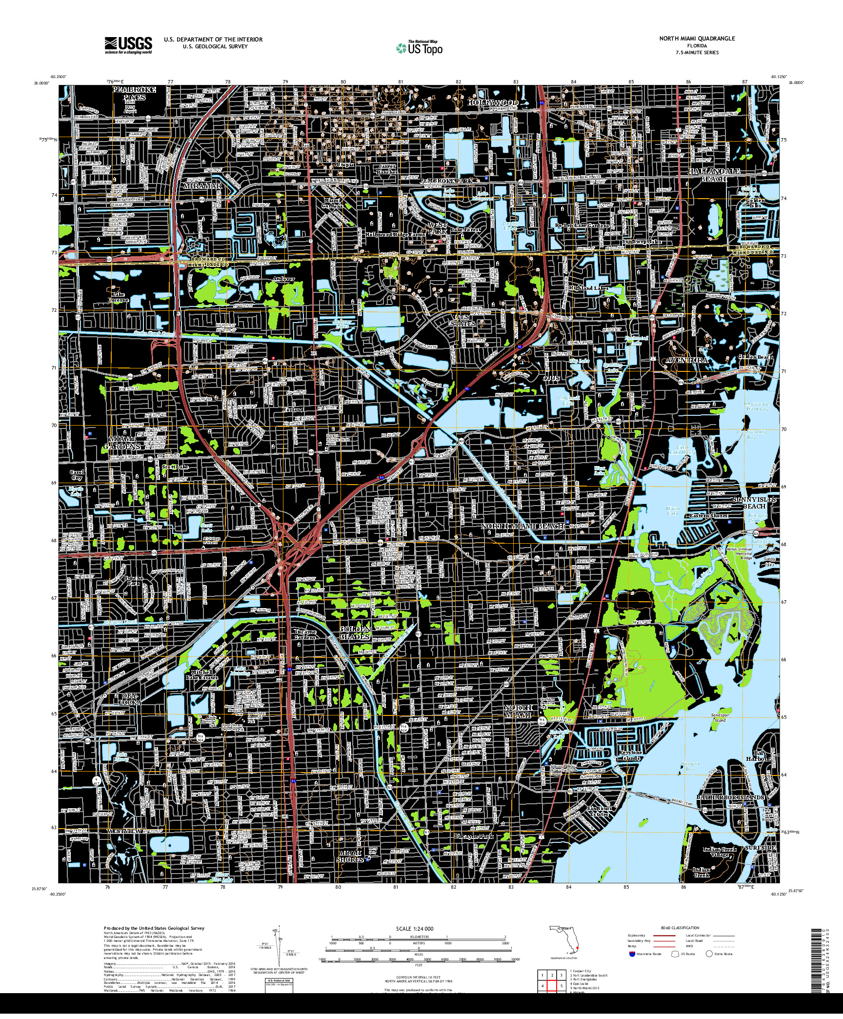 USGS US TOPO 7.5-MINUTE MAP FOR NORTH MIAMI, FL 2018