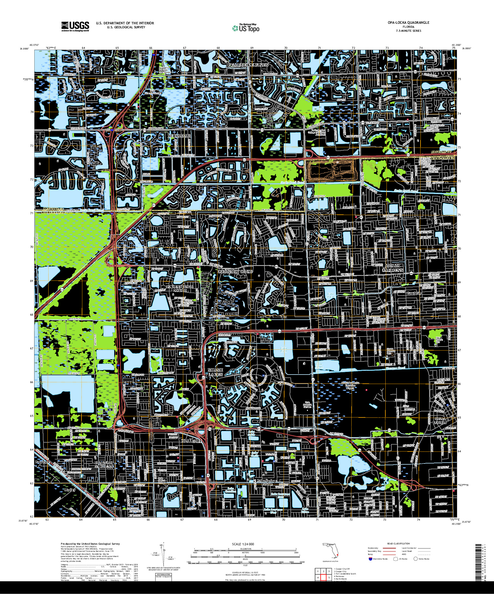 USGS US TOPO 7.5-MINUTE MAP FOR OPA-LOCKA, FL 2018