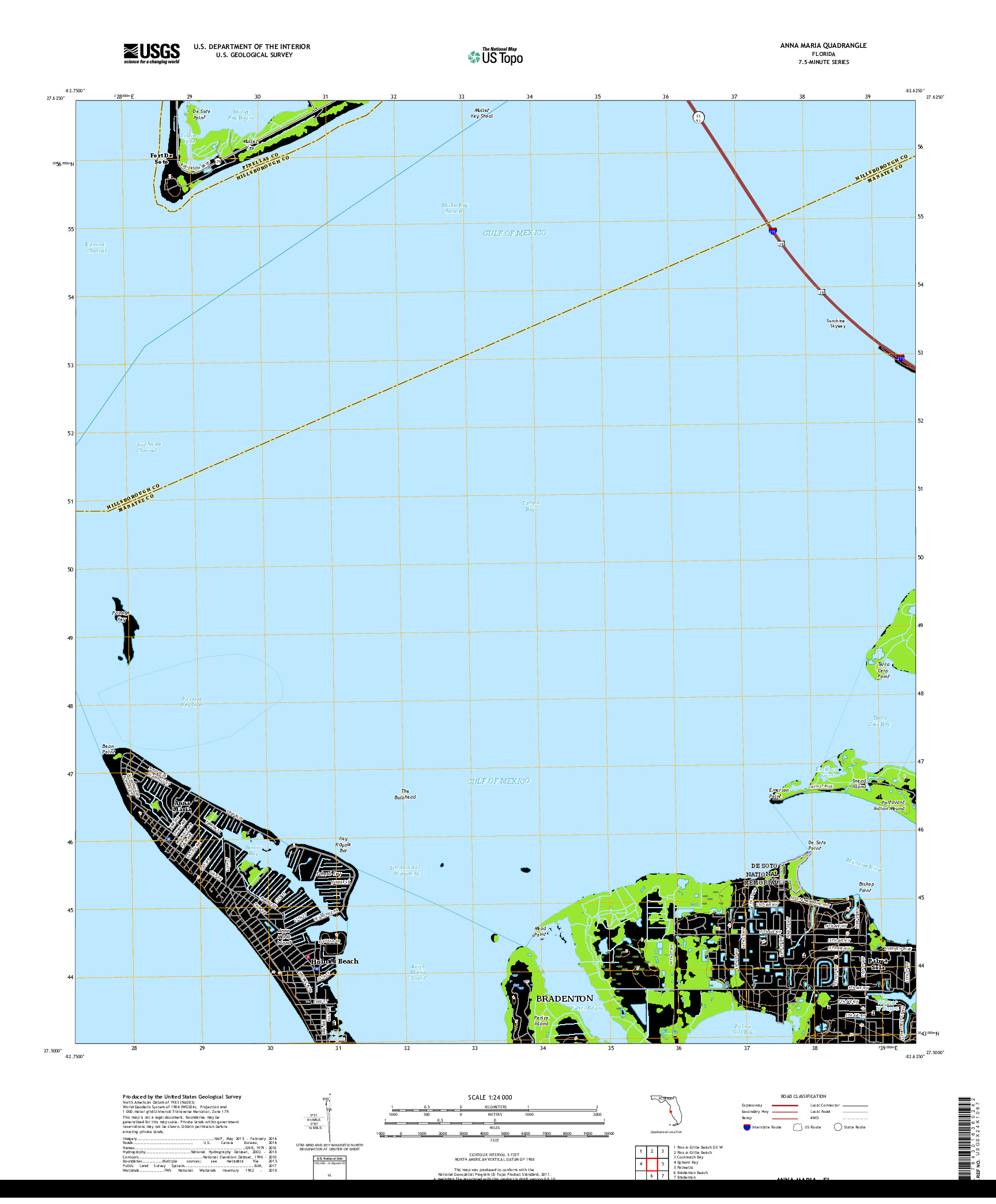 USGS US TOPO 7.5-MINUTE MAP FOR ANNA MARIA, FL 2018