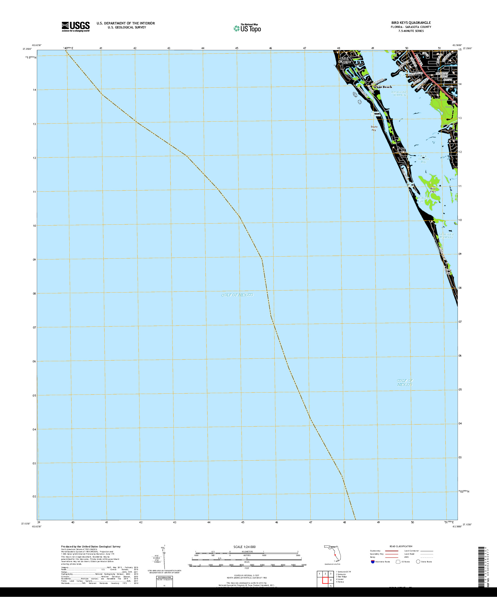 USGS US TOPO 7.5-MINUTE MAP FOR BIRD KEYS, FL 2018