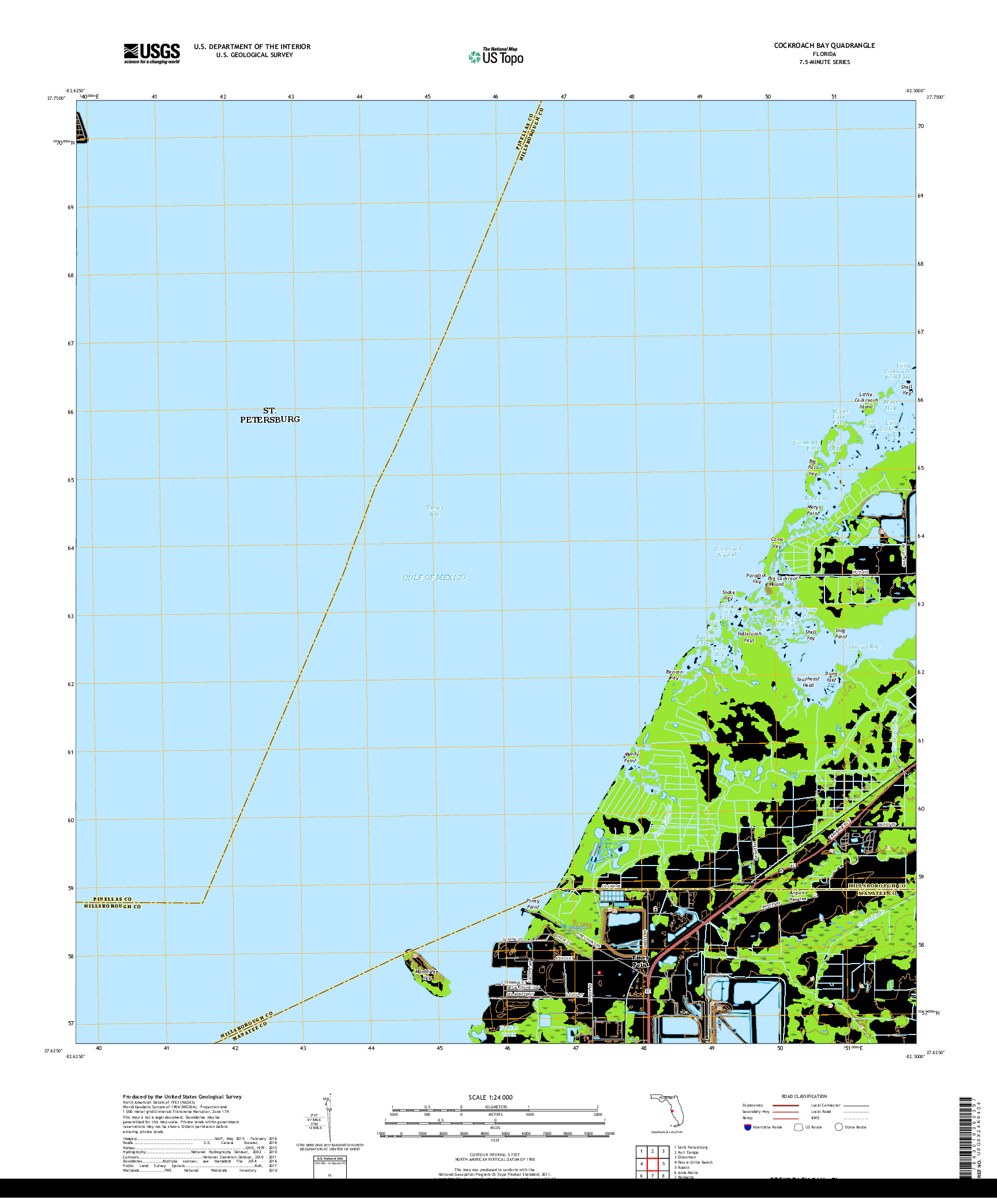 USGS US TOPO 7.5-MINUTE MAP FOR COCKROACH BAY, FL 2018