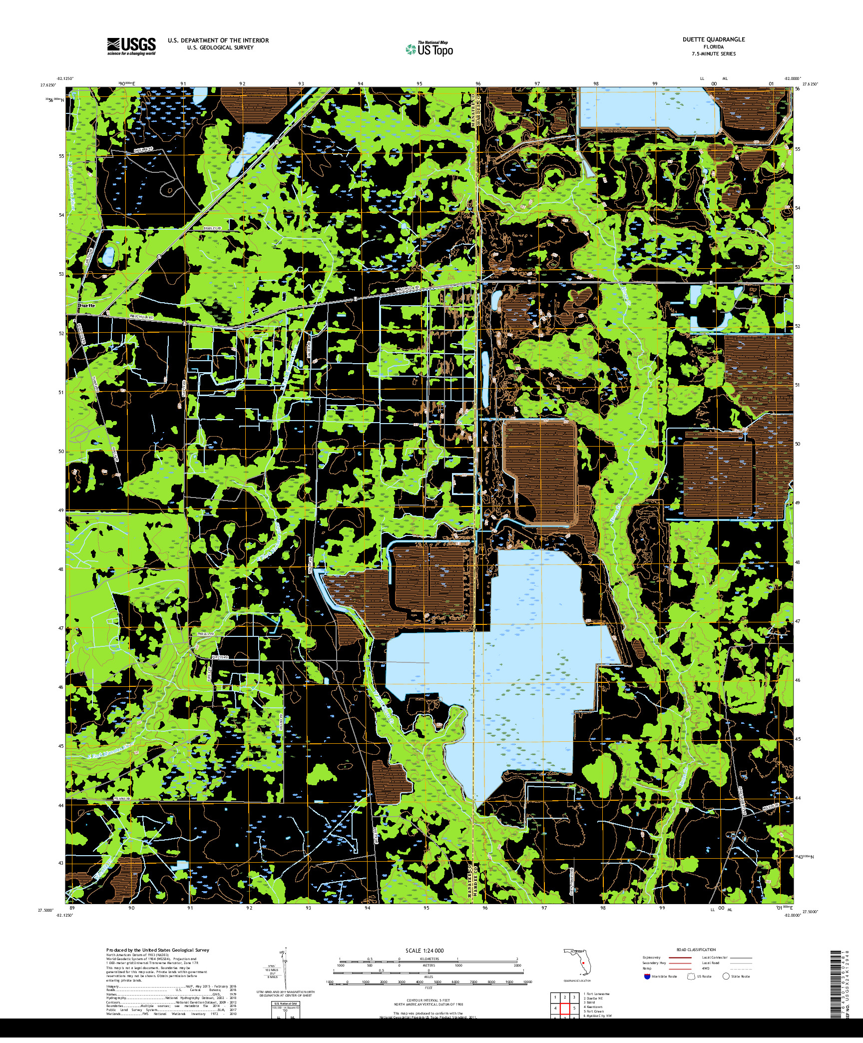 USGS US TOPO 7.5-MINUTE MAP FOR DUETTE, FL 2018