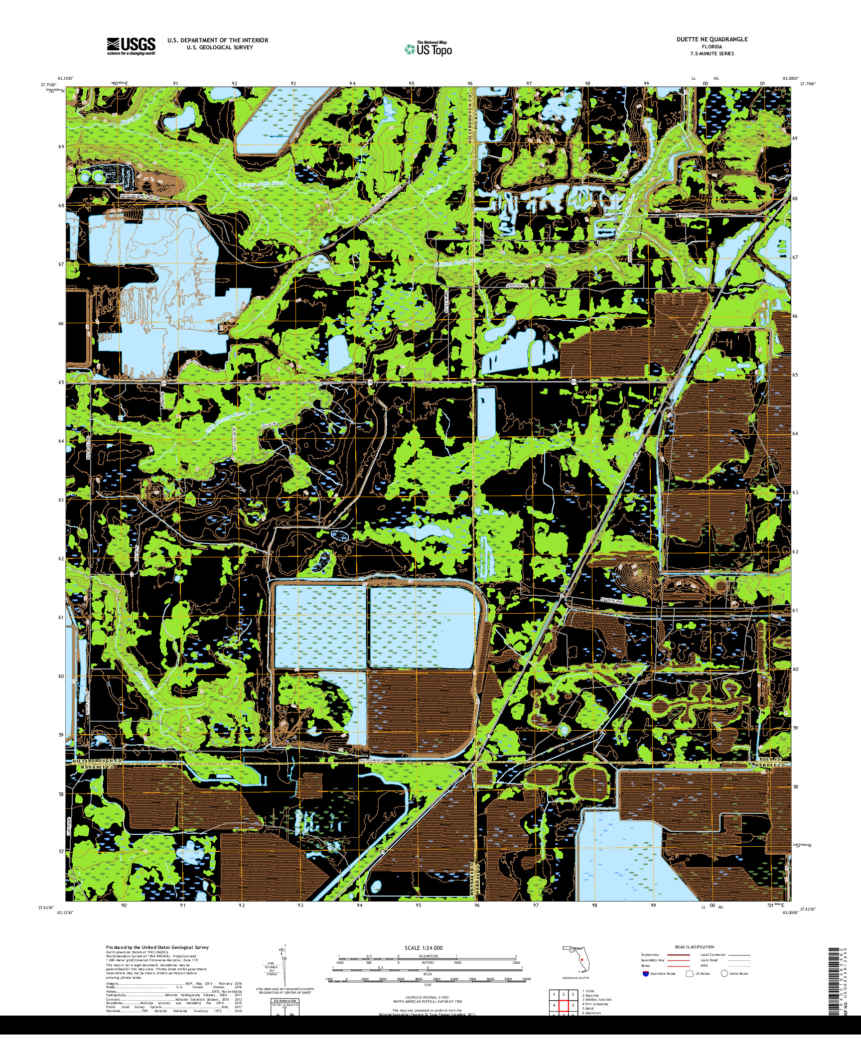 USGS US TOPO 7.5-MINUTE MAP FOR DUETTE NE, FL 2018