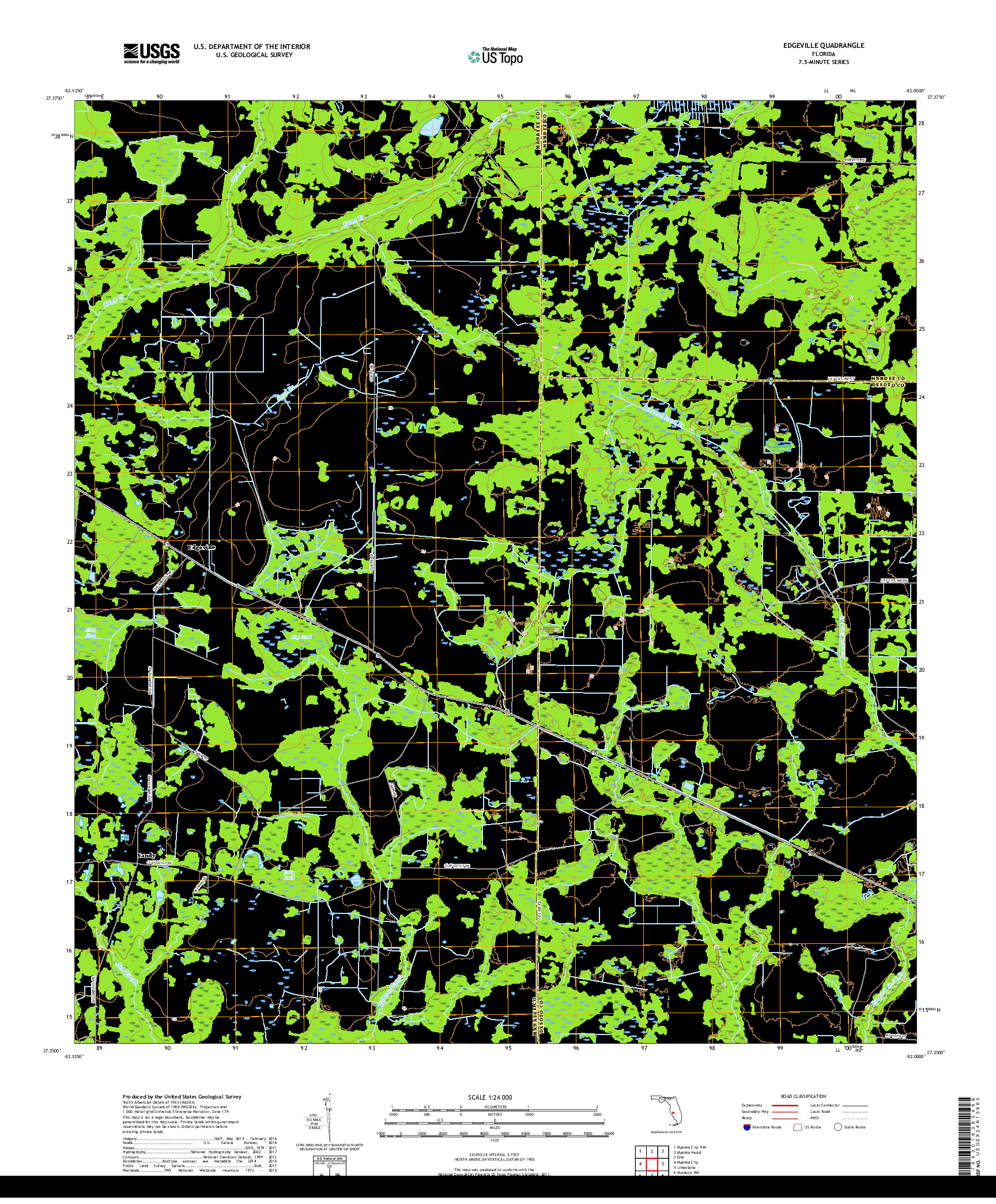 USGS US TOPO 7.5-MINUTE MAP FOR EDGEVILLE, FL 2018