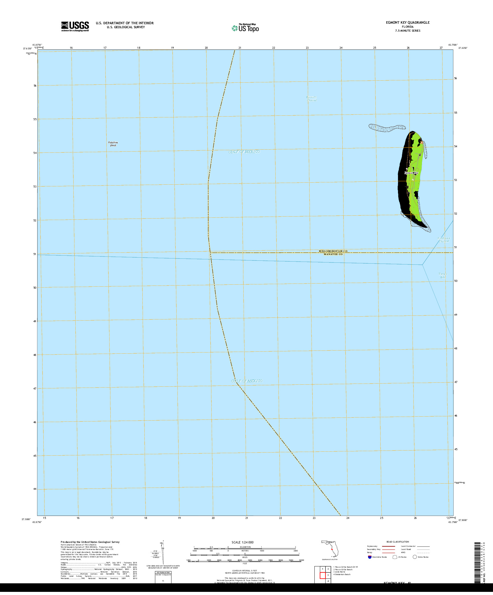 USGS US TOPO 7.5-MINUTE MAP FOR EGMONT KEY, FL 2018