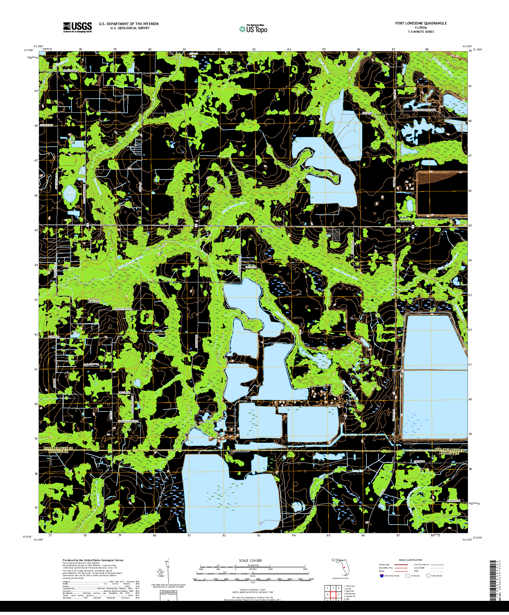 USGS US TOPO 7.5-MINUTE MAP FOR FORT LONESOME, FL 2018