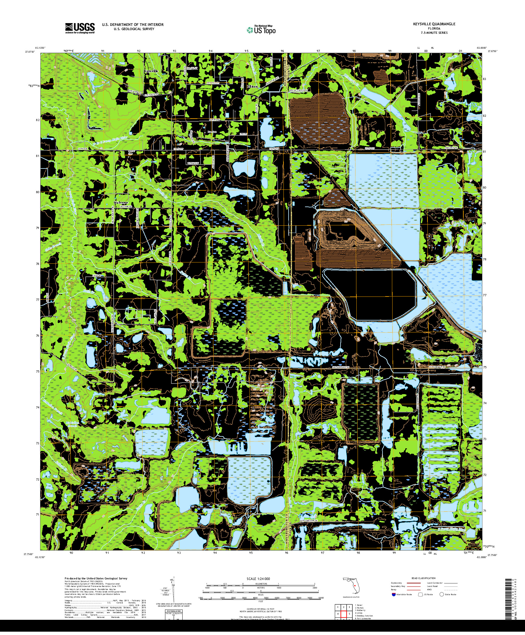 USGS US TOPO 7.5-MINUTE MAP FOR KEYSVILLE, FL 2018