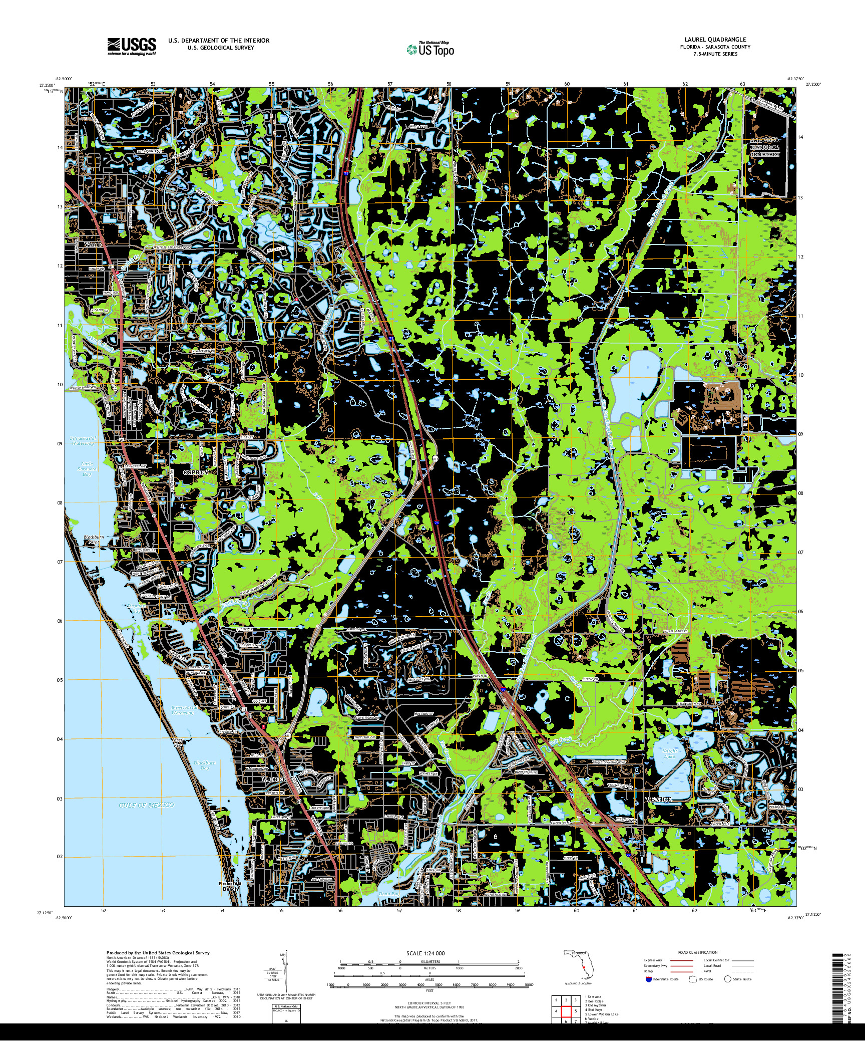 USGS US TOPO 7.5-MINUTE MAP FOR LAUREL, FL 2018