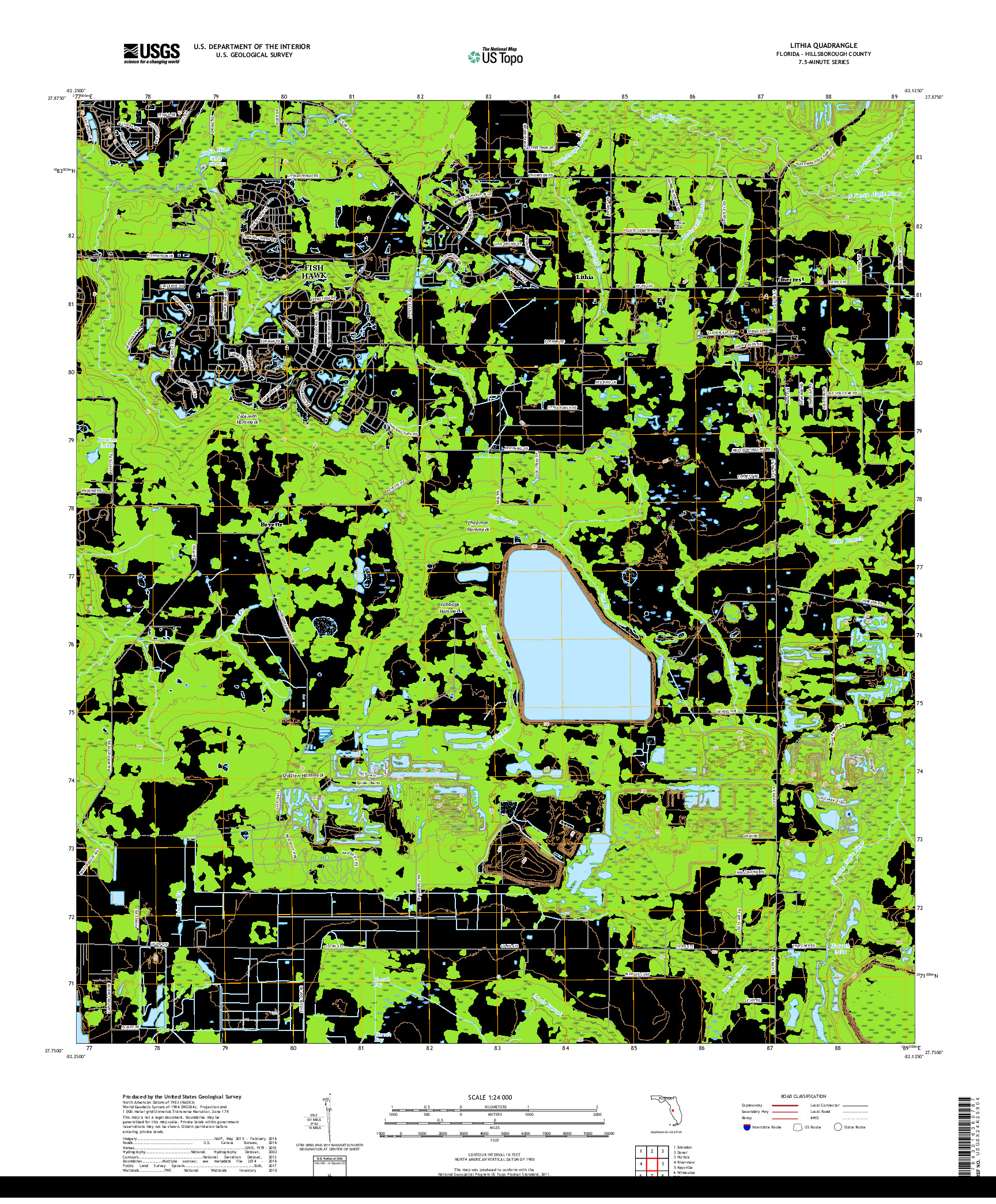 USGS US TOPO 7.5-MINUTE MAP FOR LITHIA, FL 2018