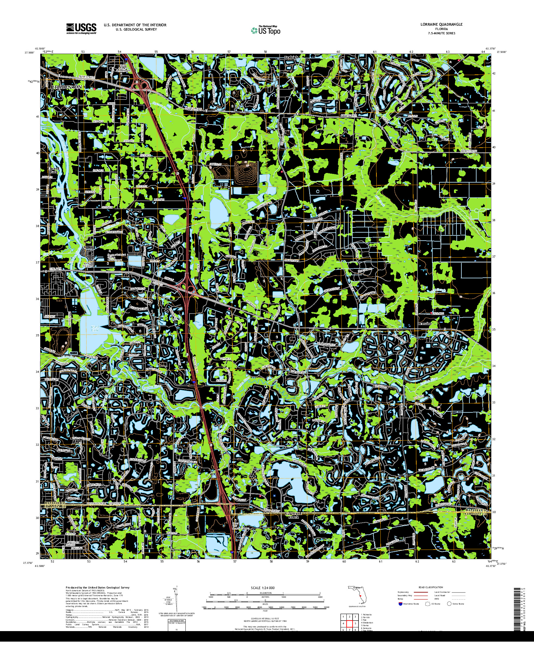 USGS US TOPO 7.5-MINUTE MAP FOR LORRAINE, FL 2018