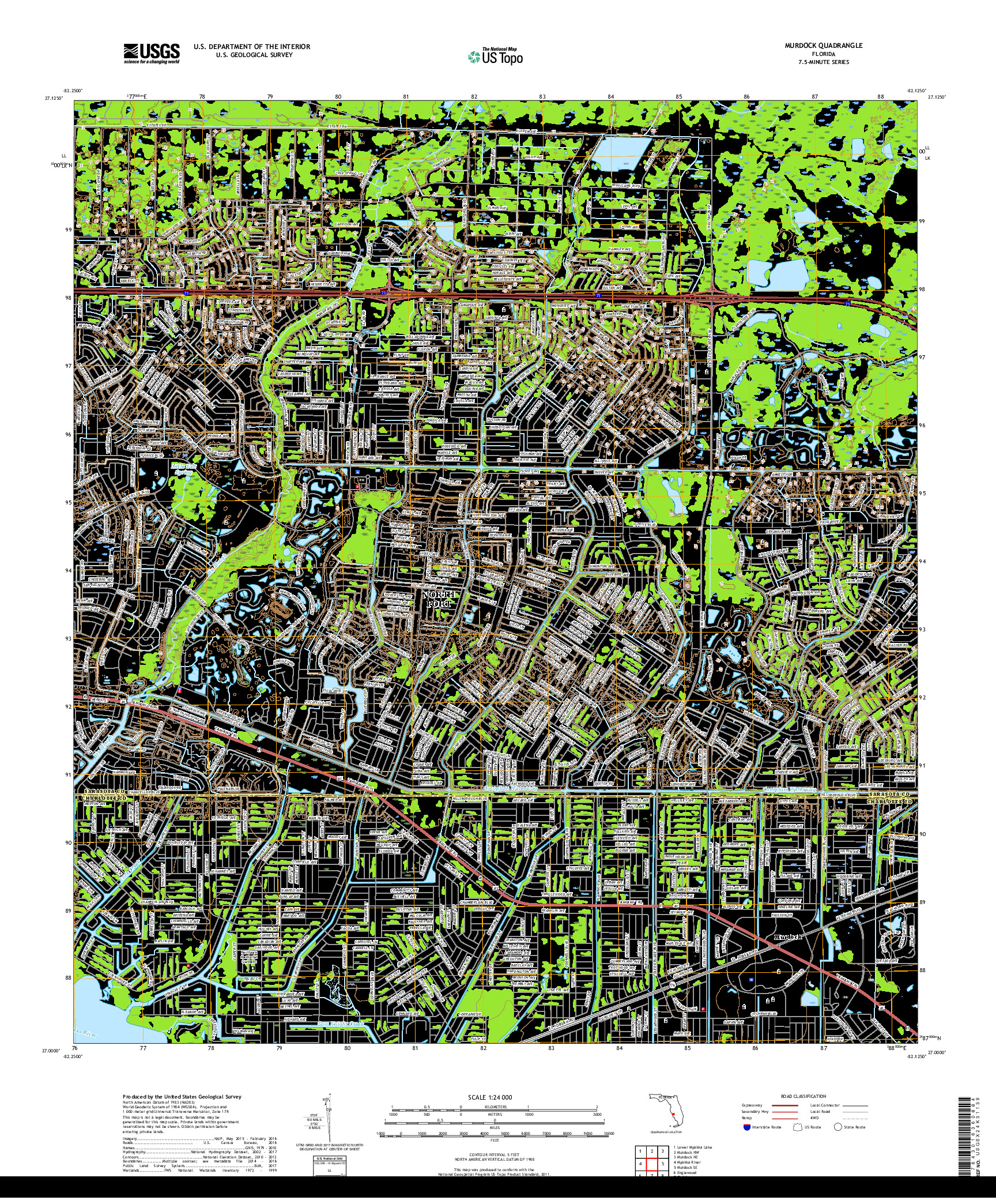 USGS US TOPO 7.5-MINUTE MAP FOR MURDOCK, FL 2018