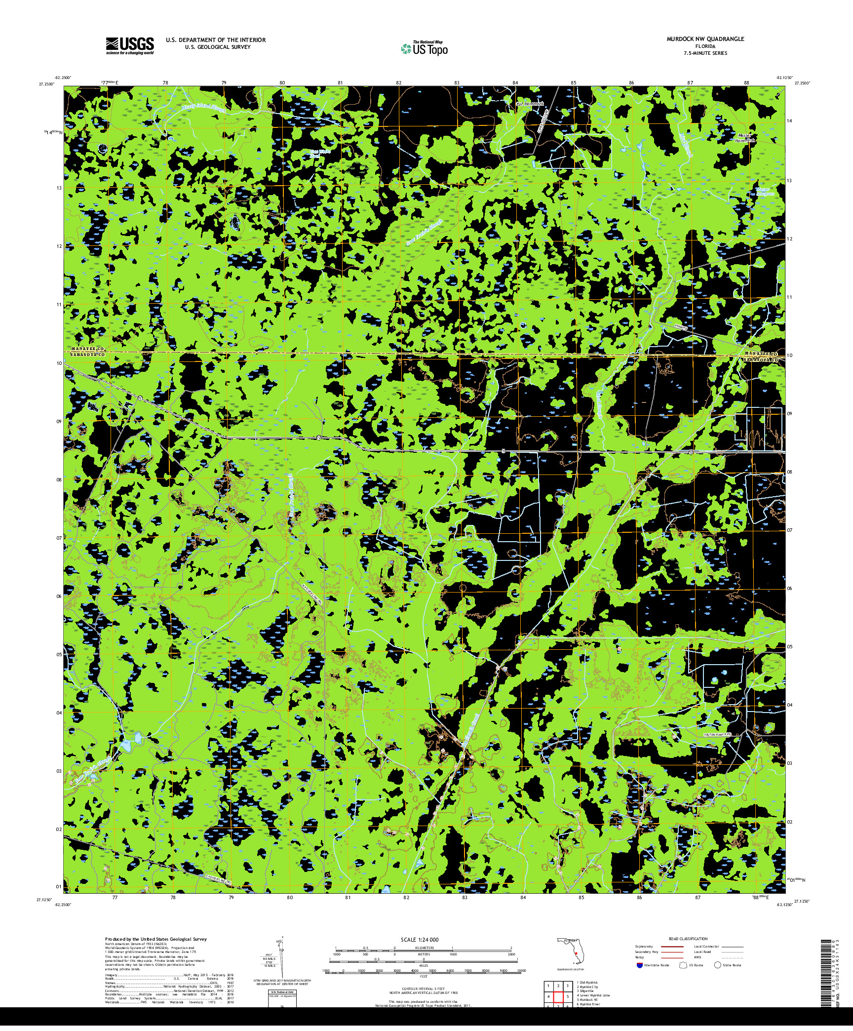 USGS US TOPO 7.5-MINUTE MAP FOR MURDOCK NW, FL 2018