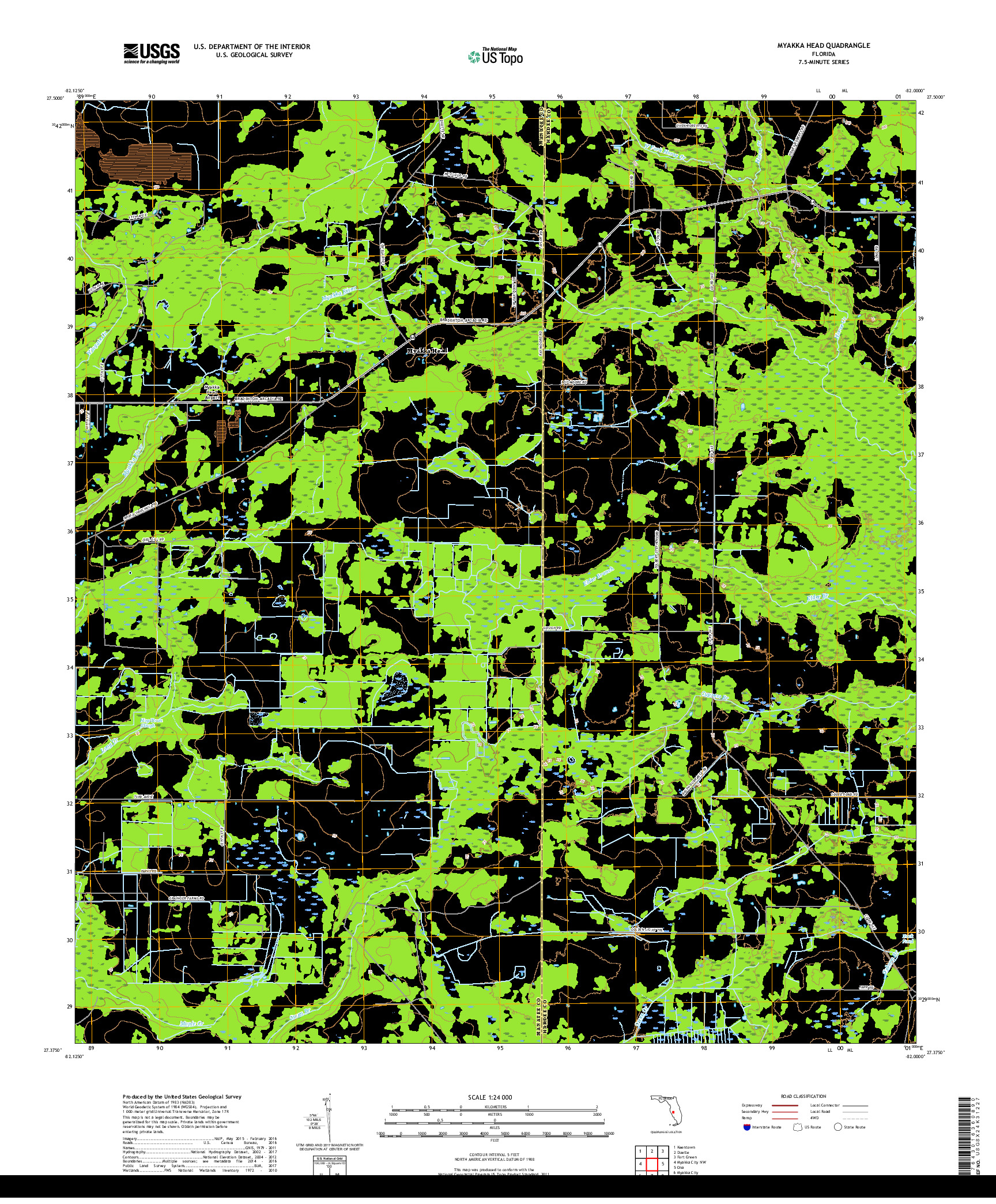 USGS US TOPO 7.5-MINUTE MAP FOR MYAKKA HEAD, FL 2018