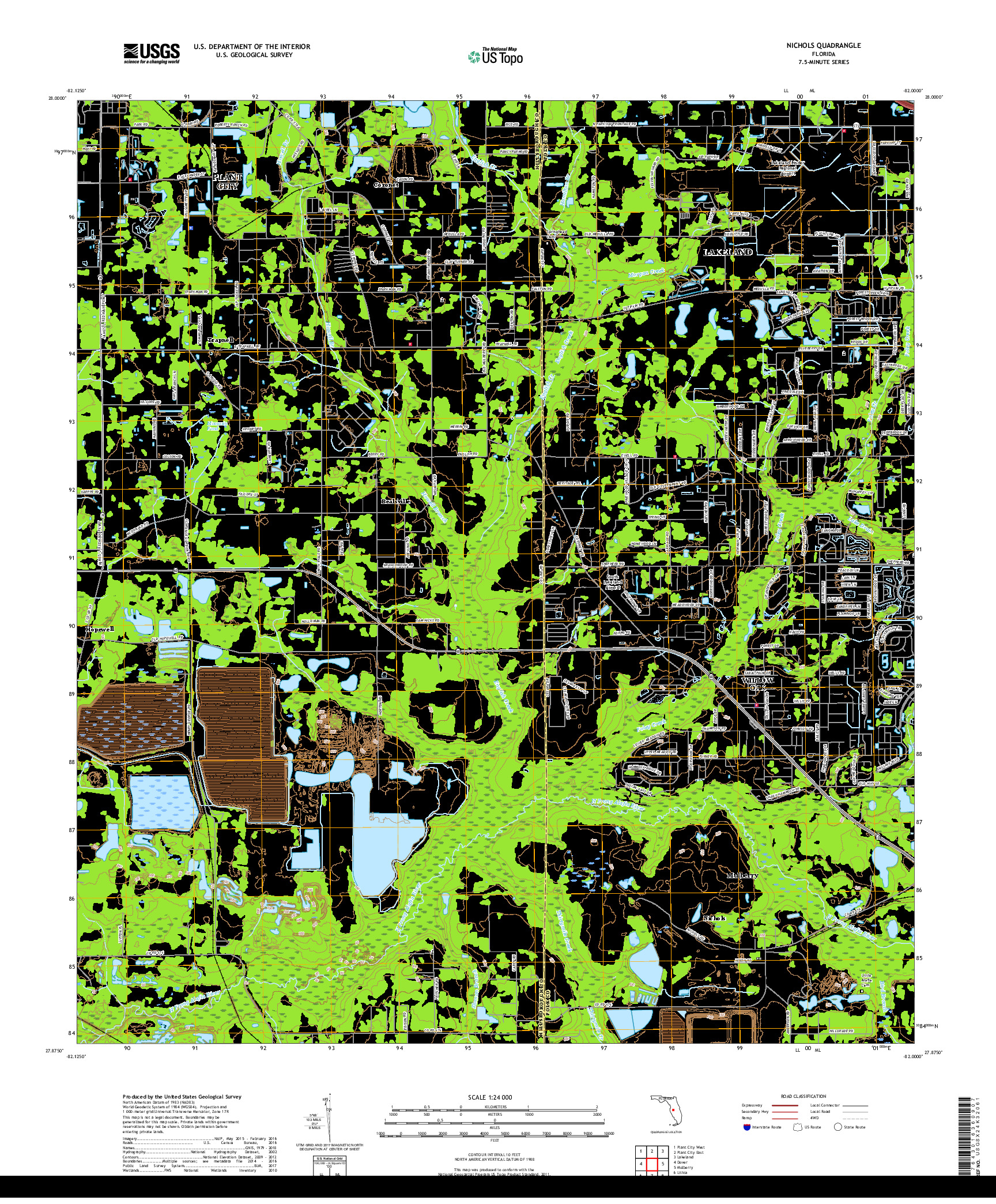 USGS US TOPO 7.5-MINUTE MAP FOR NICHOLS, FL 2018