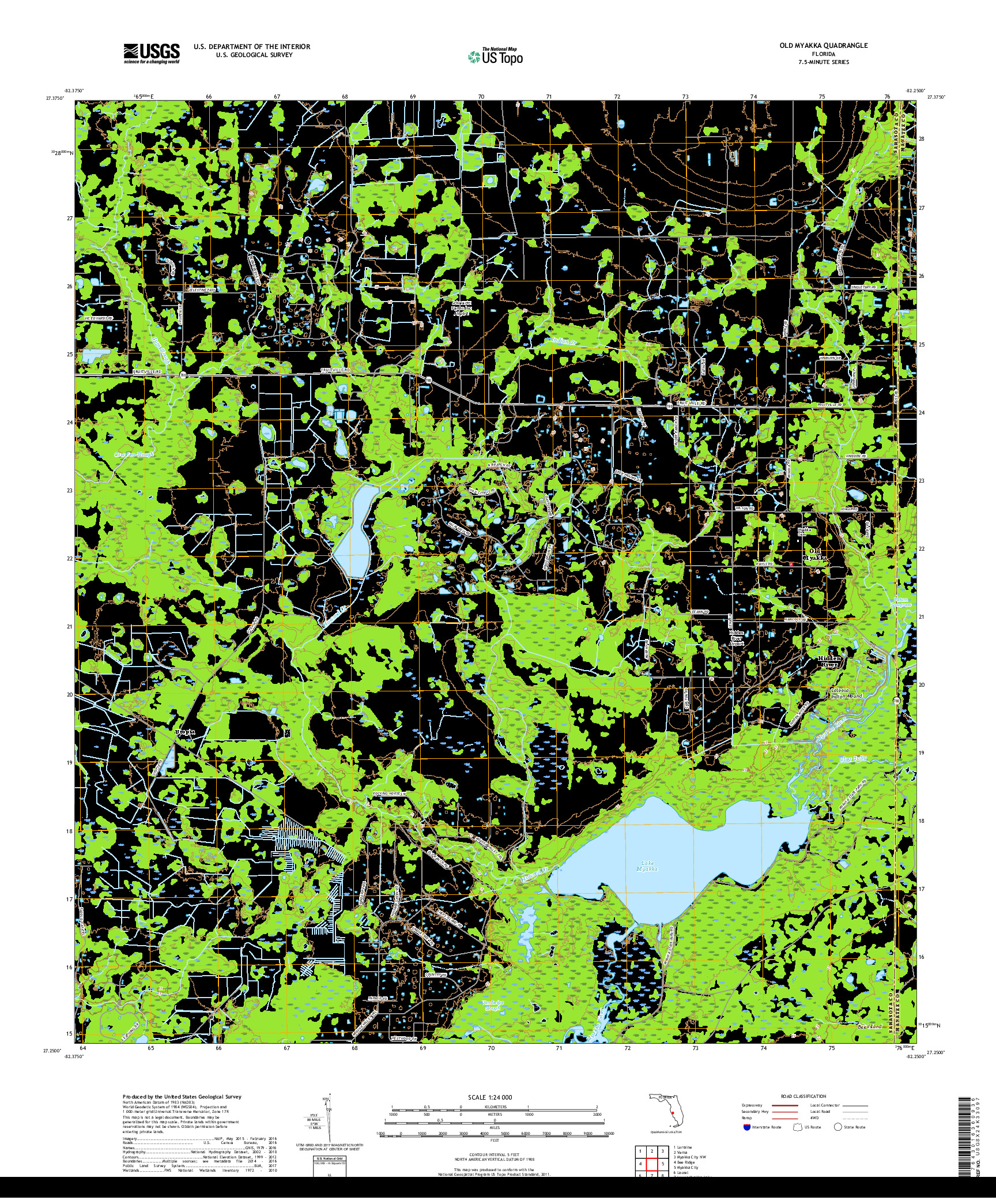 USGS US TOPO 7.5-MINUTE MAP FOR OLD MYAKKA, FL 2018