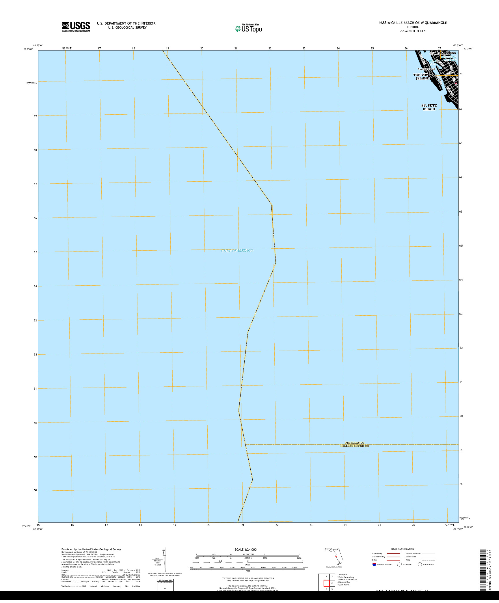 USGS US TOPO 7.5-MINUTE MAP FOR PASS-A-GRILLE BEACH OE W, FL 2018