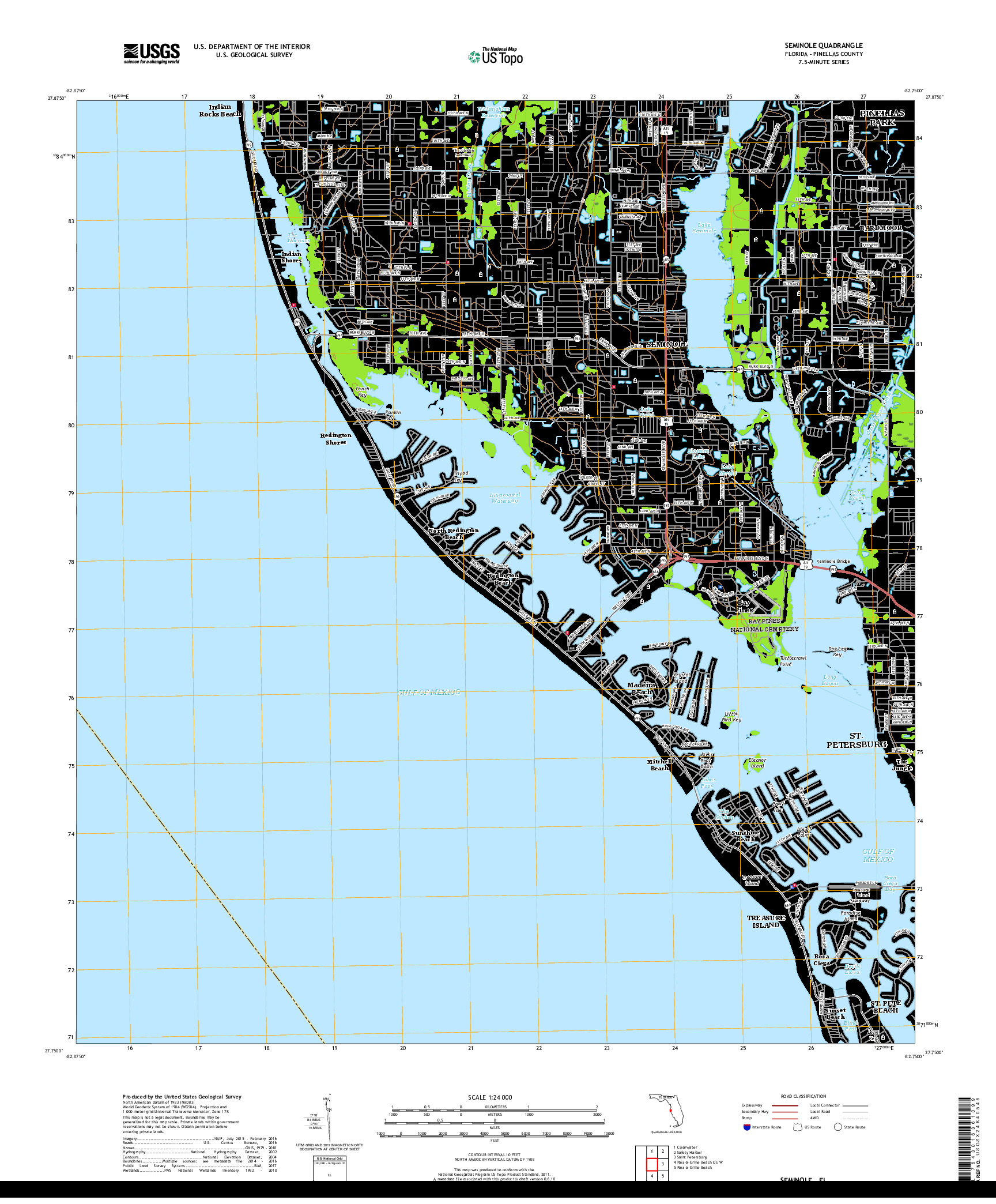 USGS US TOPO 7.5-MINUTE MAP FOR SEMINOLE, FL 2018