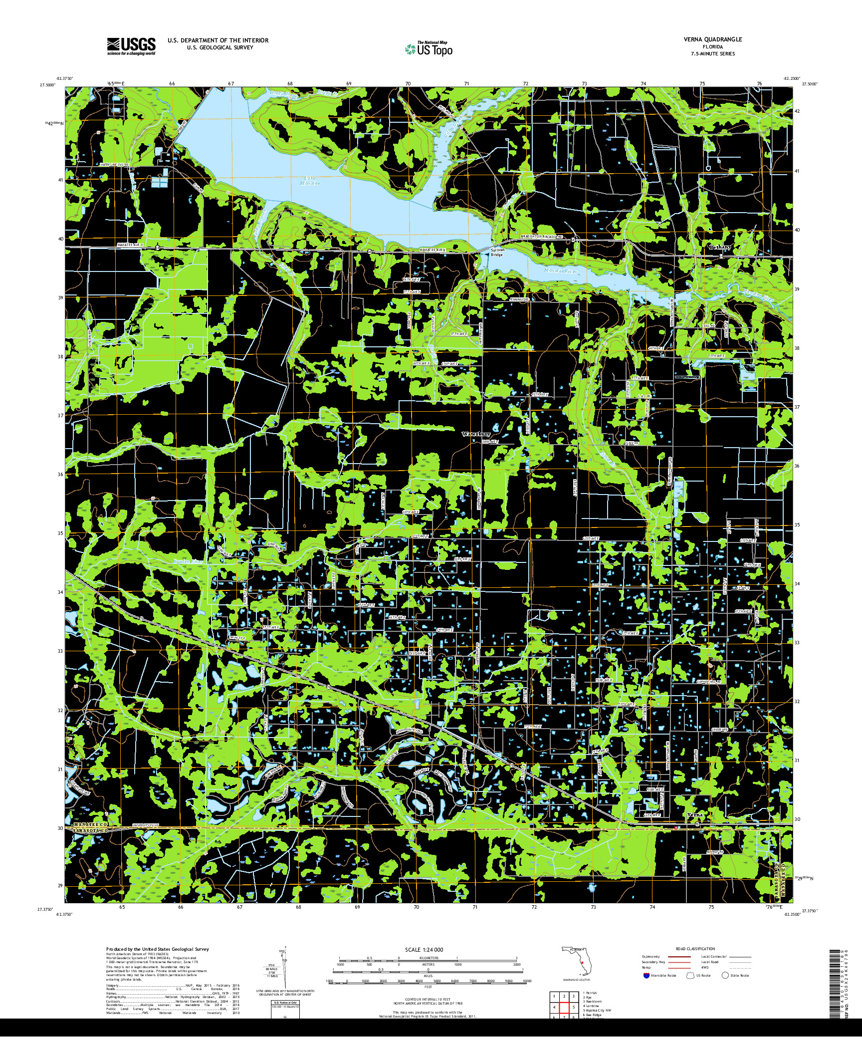 USGS US TOPO 7.5-MINUTE MAP FOR VERNA, FL 2018