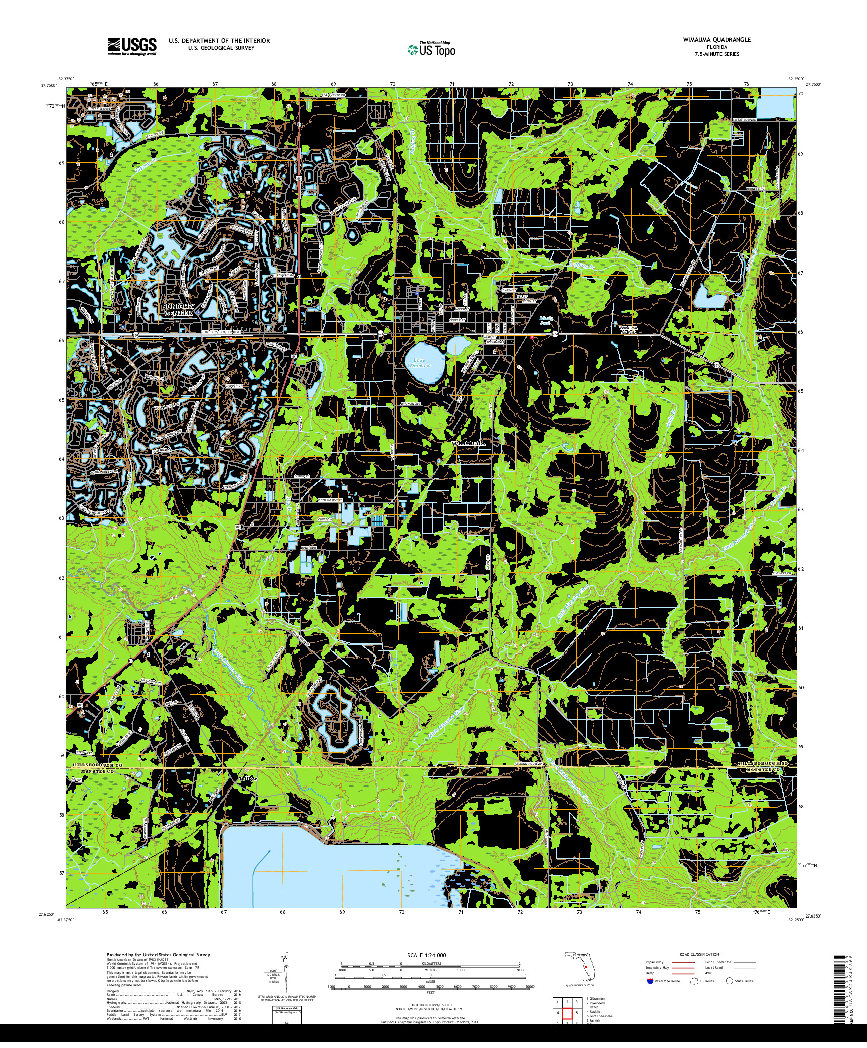 USGS US TOPO 7.5-MINUTE MAP FOR WIMAUMA, FL 2018