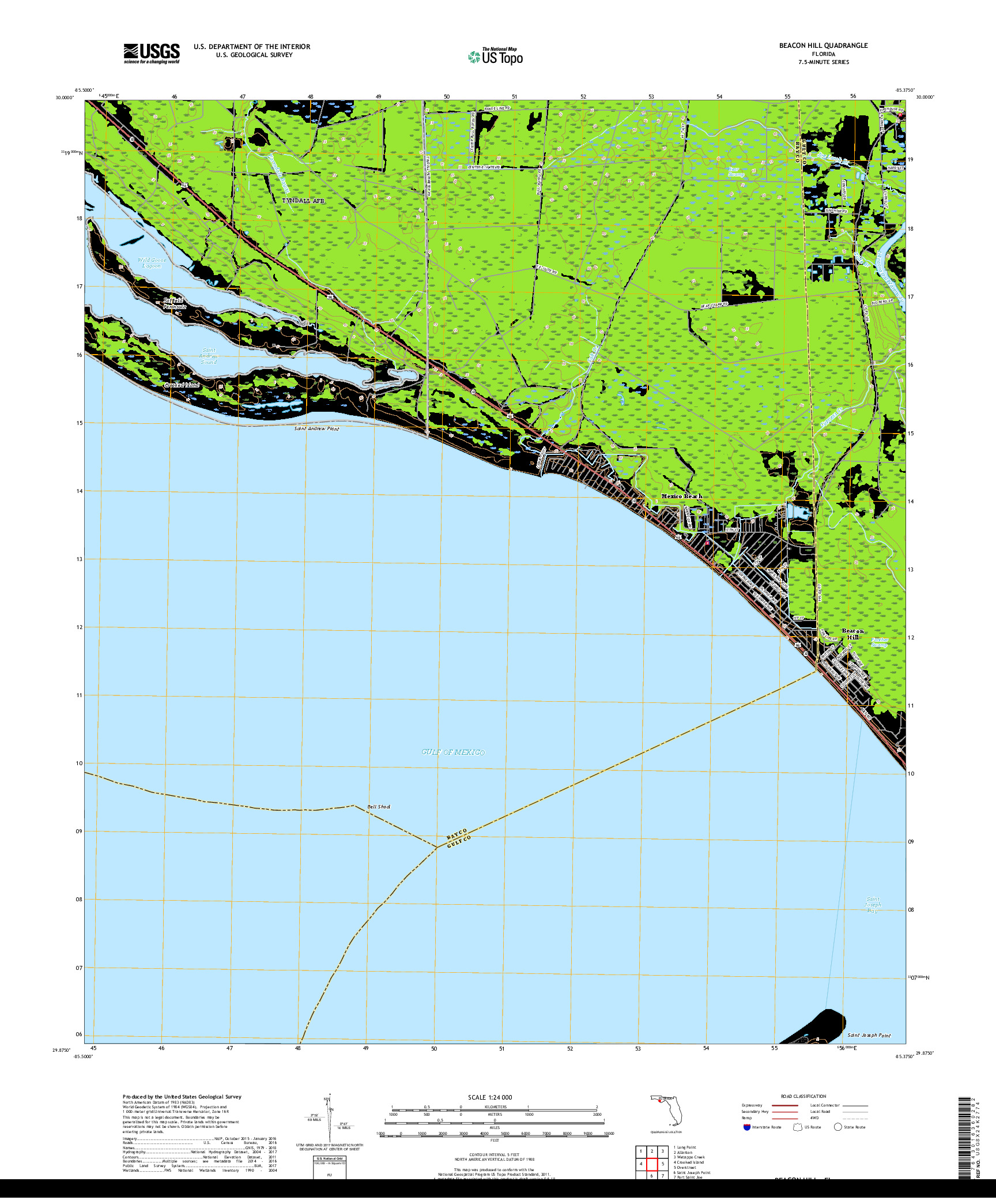 USGS US TOPO 7.5-MINUTE MAP FOR BEACON HILL, FL 2018