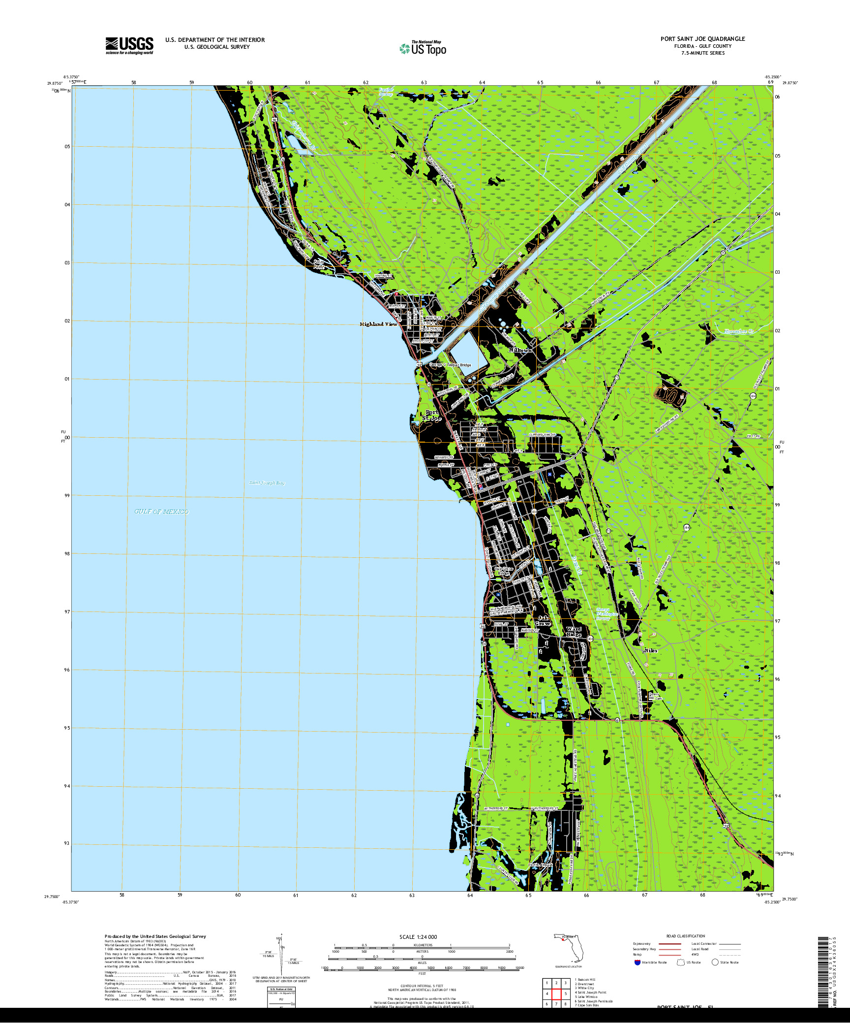 USGS US TOPO 7.5-MINUTE MAP FOR PORT SAINT JOE, FL 2018