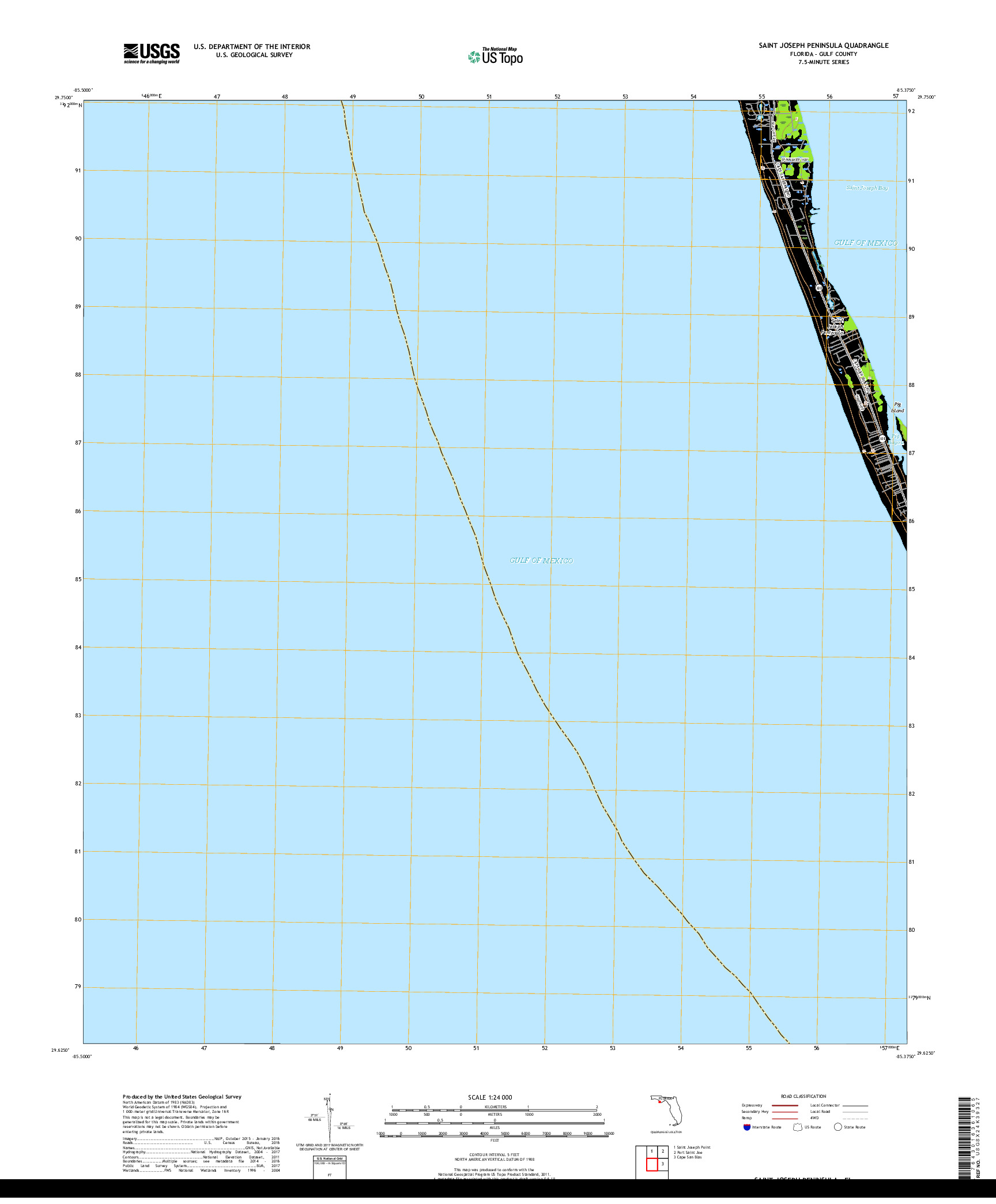 USGS US TOPO 7.5-MINUTE MAP FOR SAINT JOSEPH PENINSULA, FL 2018