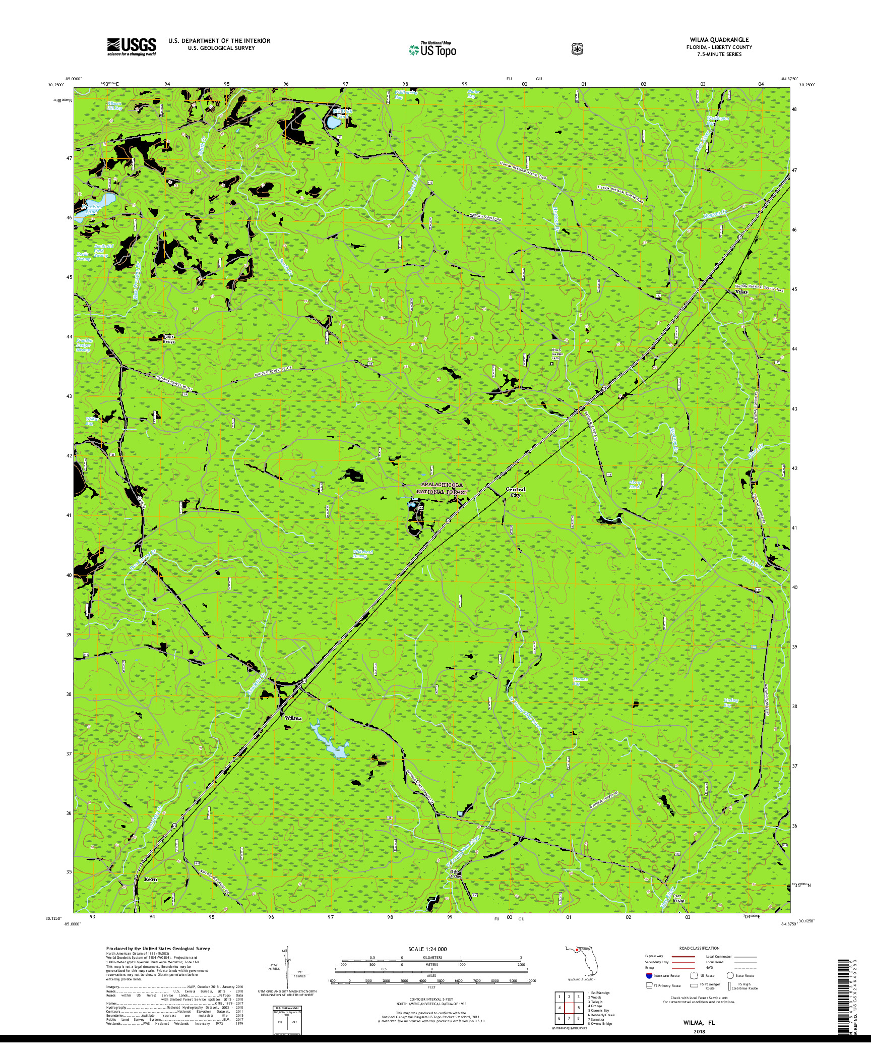 USGS US TOPO 7.5-MINUTE MAP FOR WILMA, FL 2018