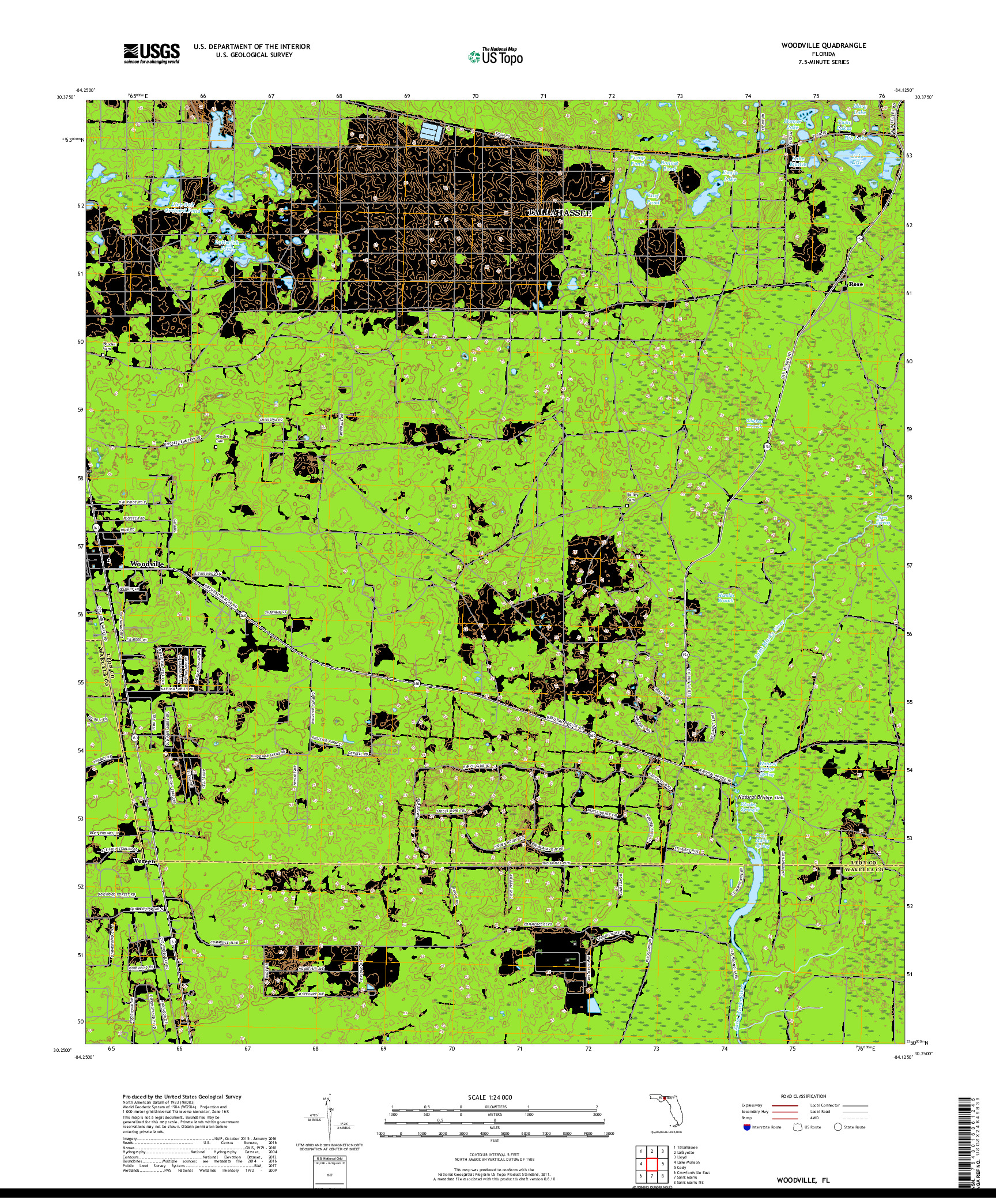 USGS US TOPO 7.5-MINUTE MAP FOR WOODVILLE, FL 2018