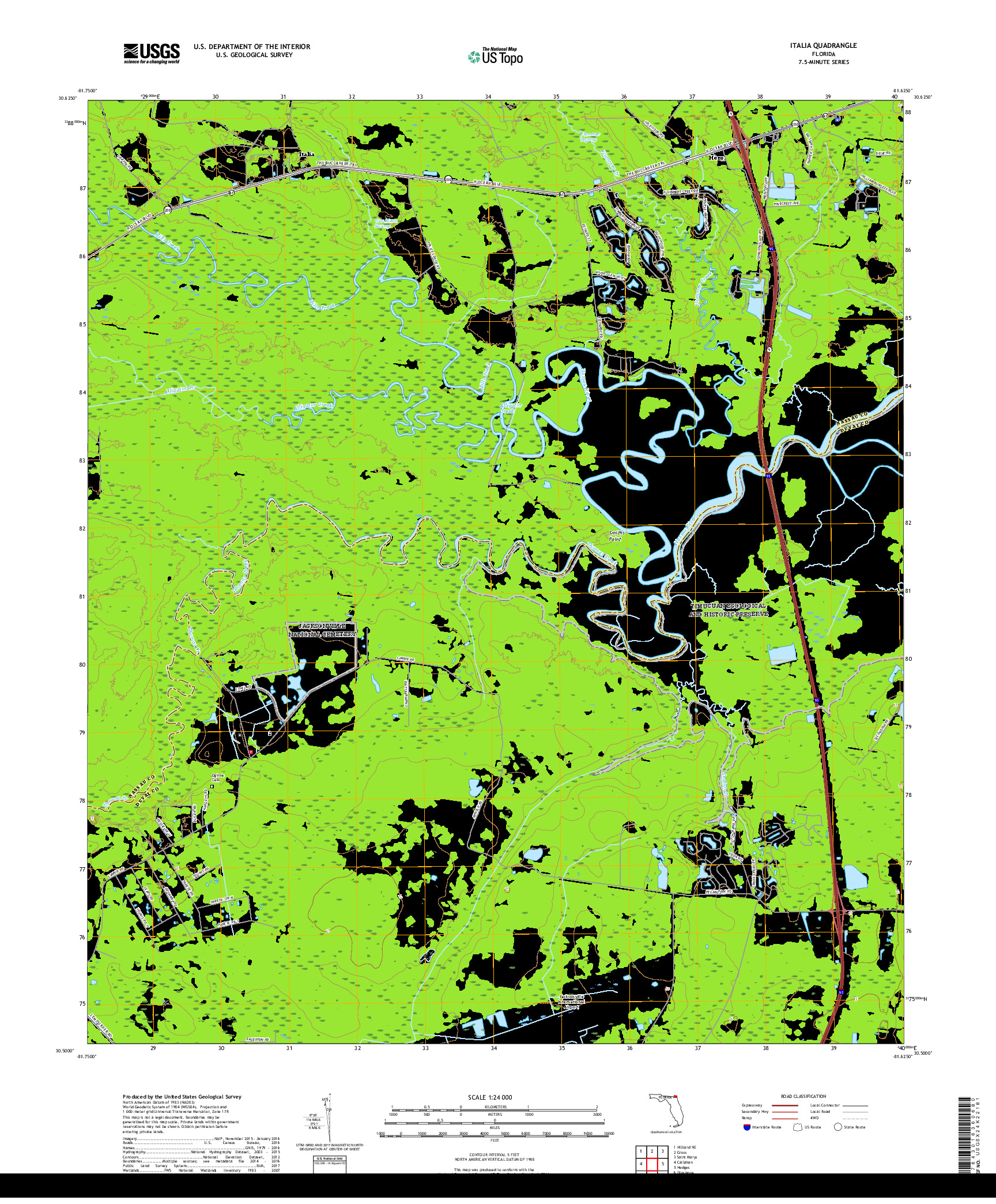 USGS US TOPO 7.5-MINUTE MAP FOR ITALIA, FL 2018