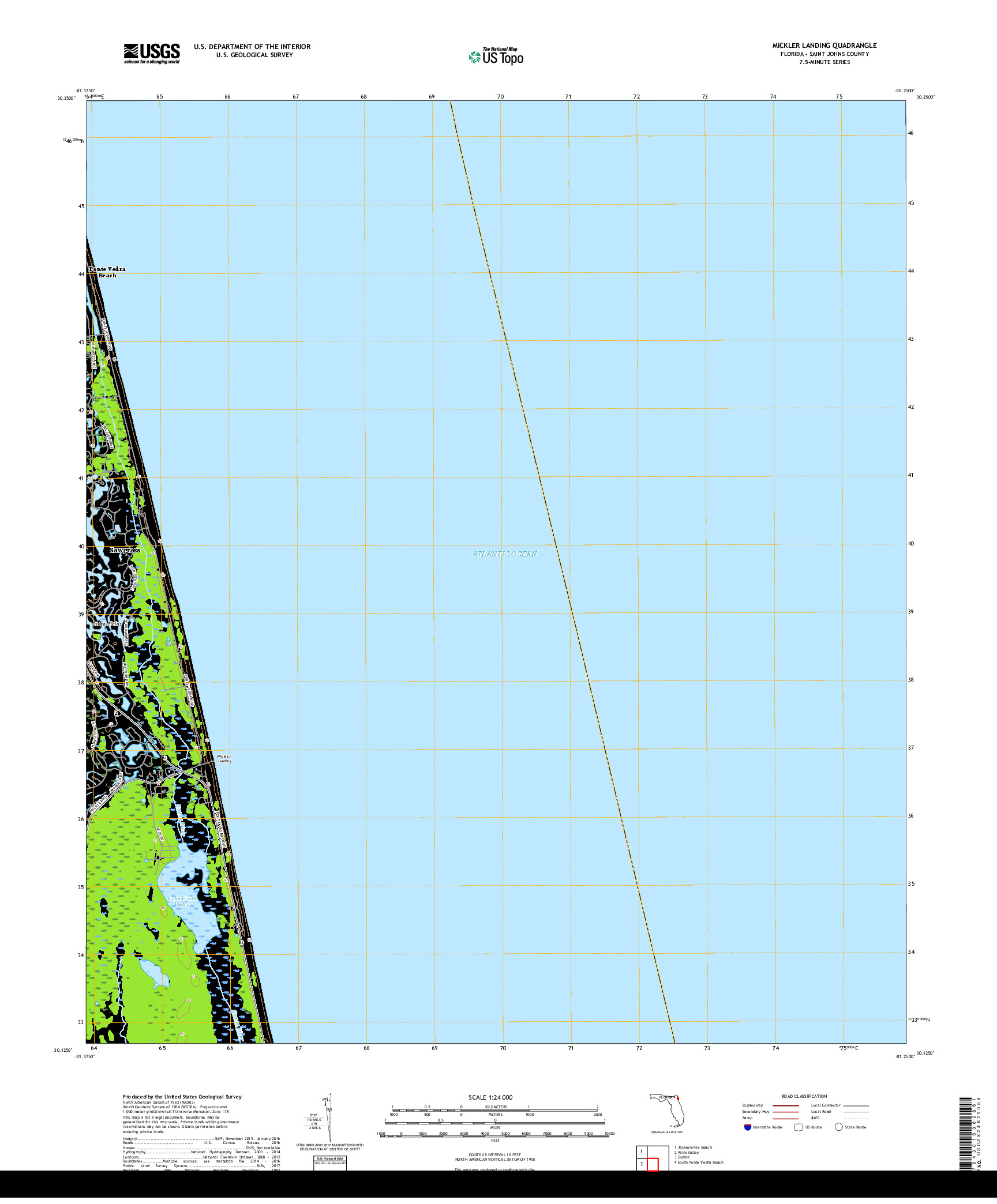 USGS US TOPO 7.5-MINUTE MAP FOR MICKLER LANDING, FL 2018