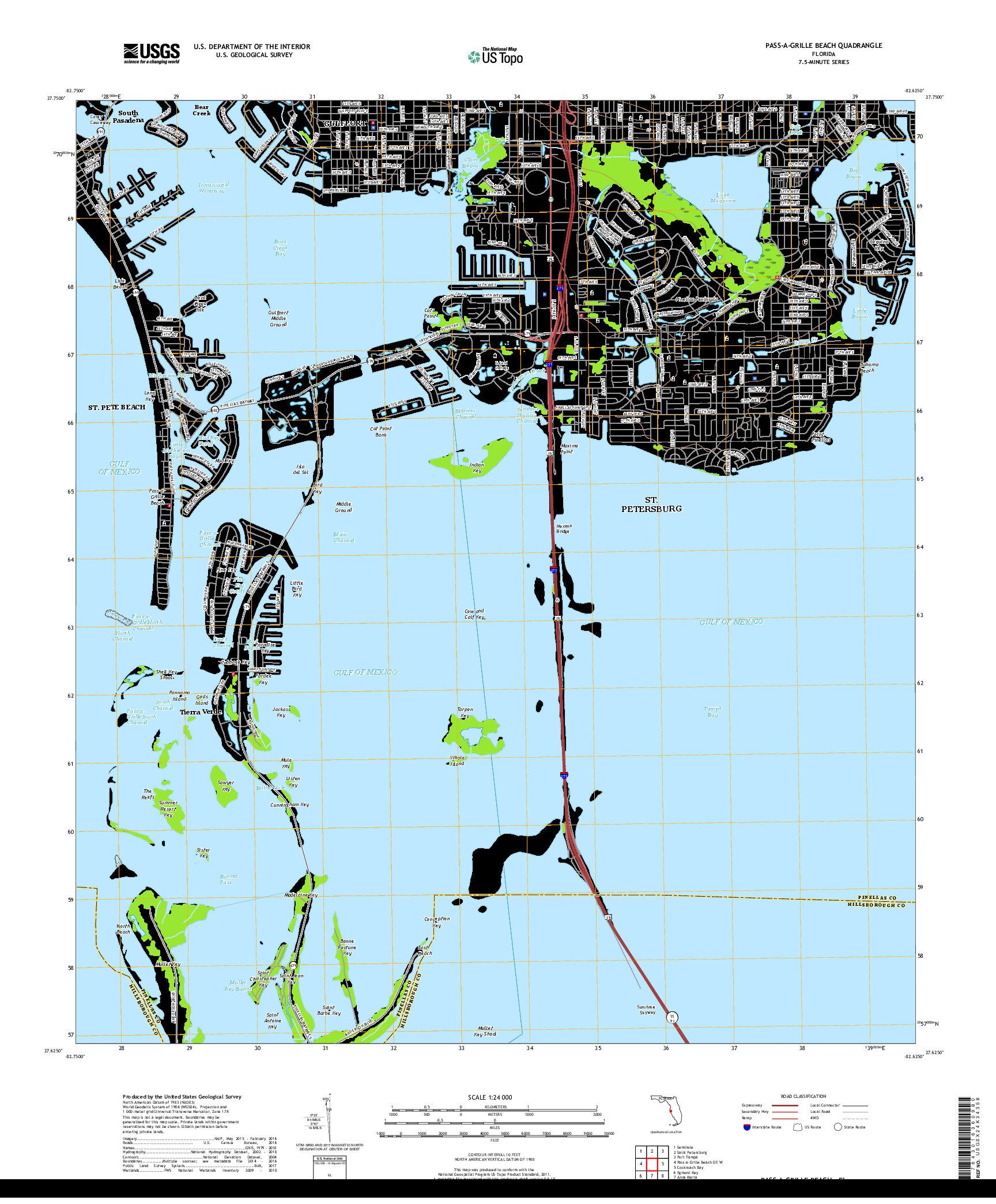 USGS US TOPO 7.5-MINUTE MAP FOR PASS-A-GRILLE BEACH, FL 2018