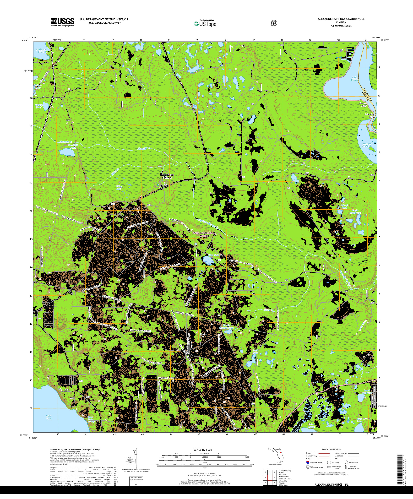 USGS US TOPO 7.5-MINUTE MAP FOR ALEXANDER SPRINGS, FL 2018