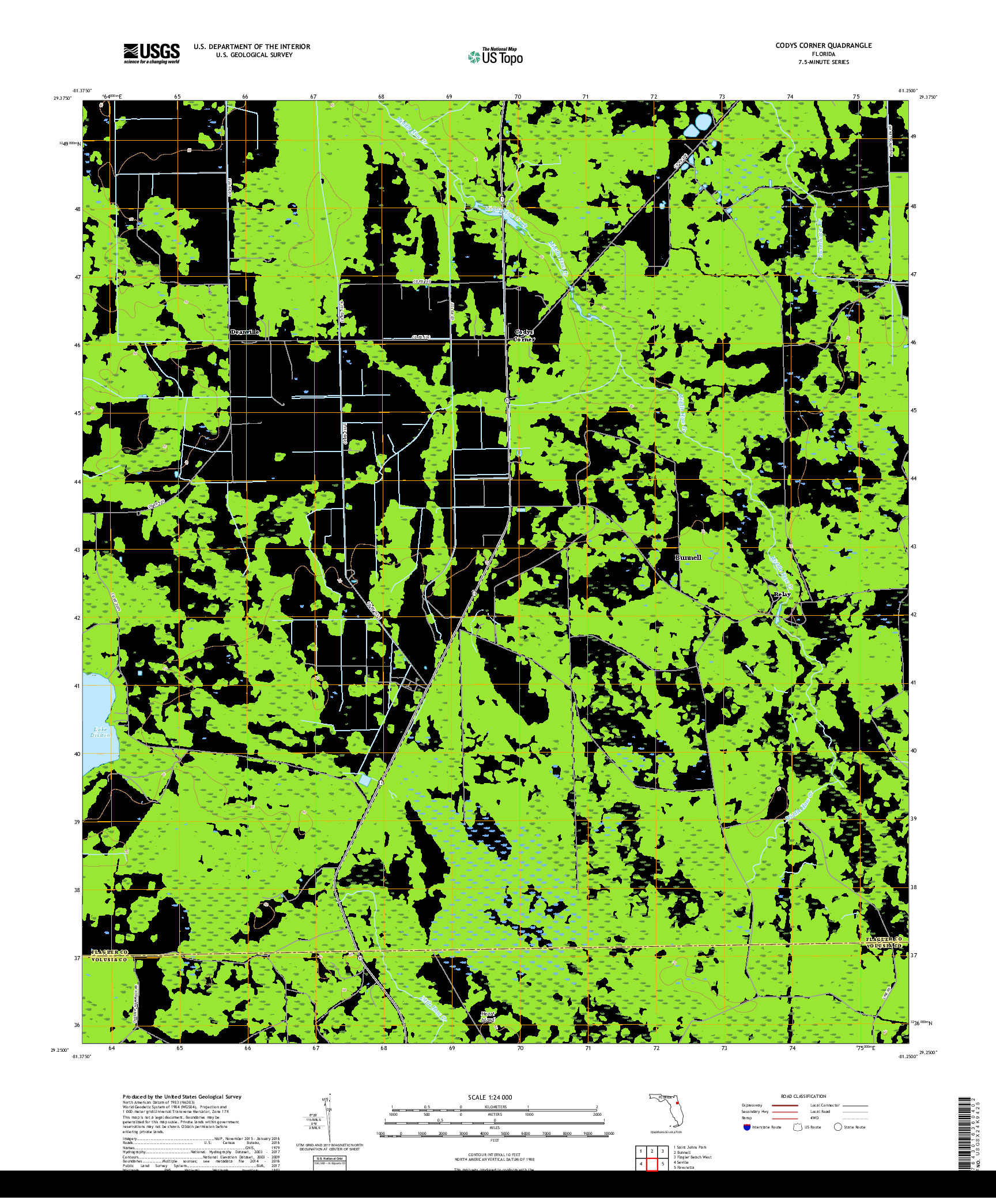 USGS US TOPO 7.5-MINUTE MAP FOR CODYS CORNER, FL 2018
