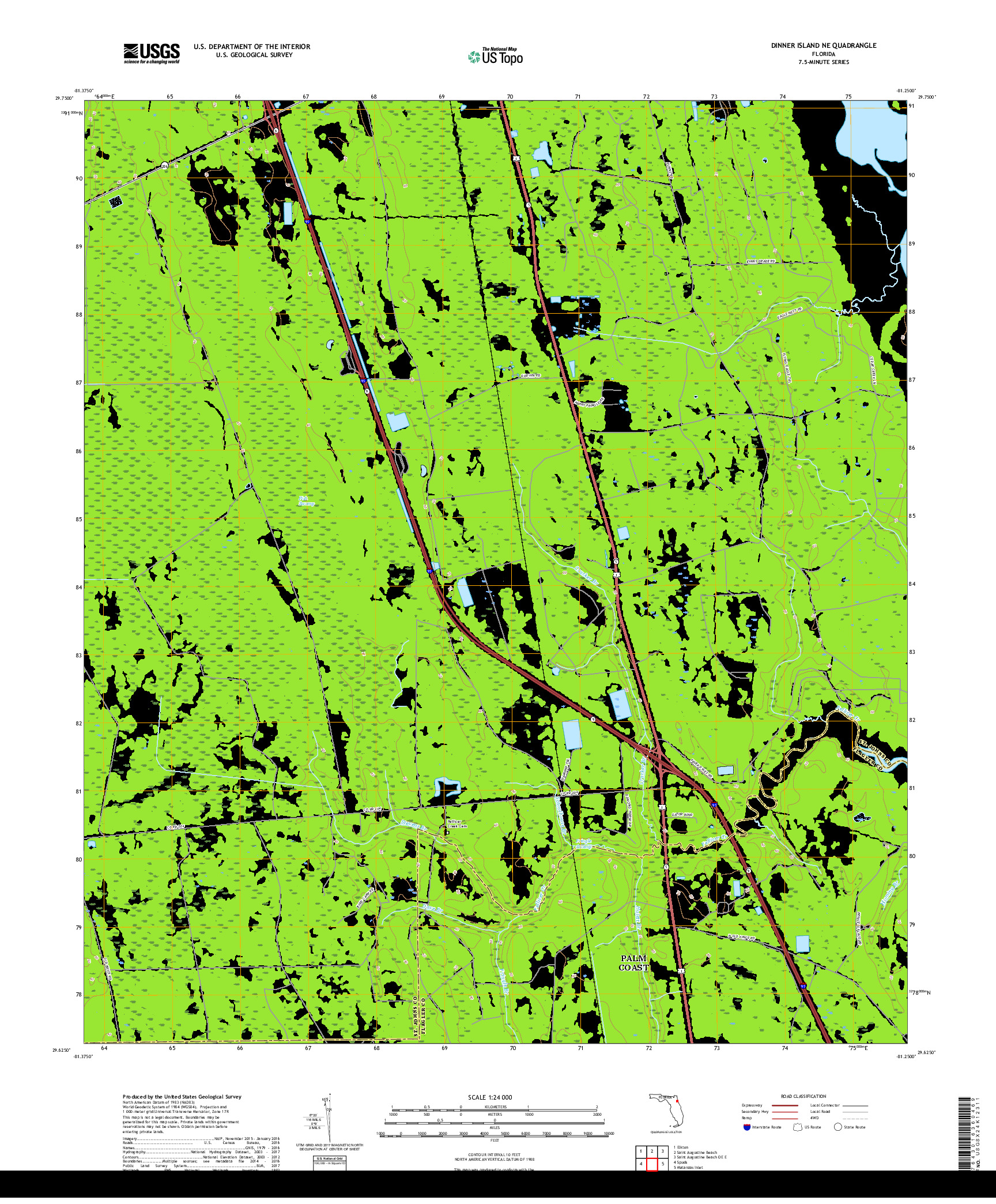 USGS US TOPO 7.5-MINUTE MAP FOR DINNER ISLAND NE, FL 2018