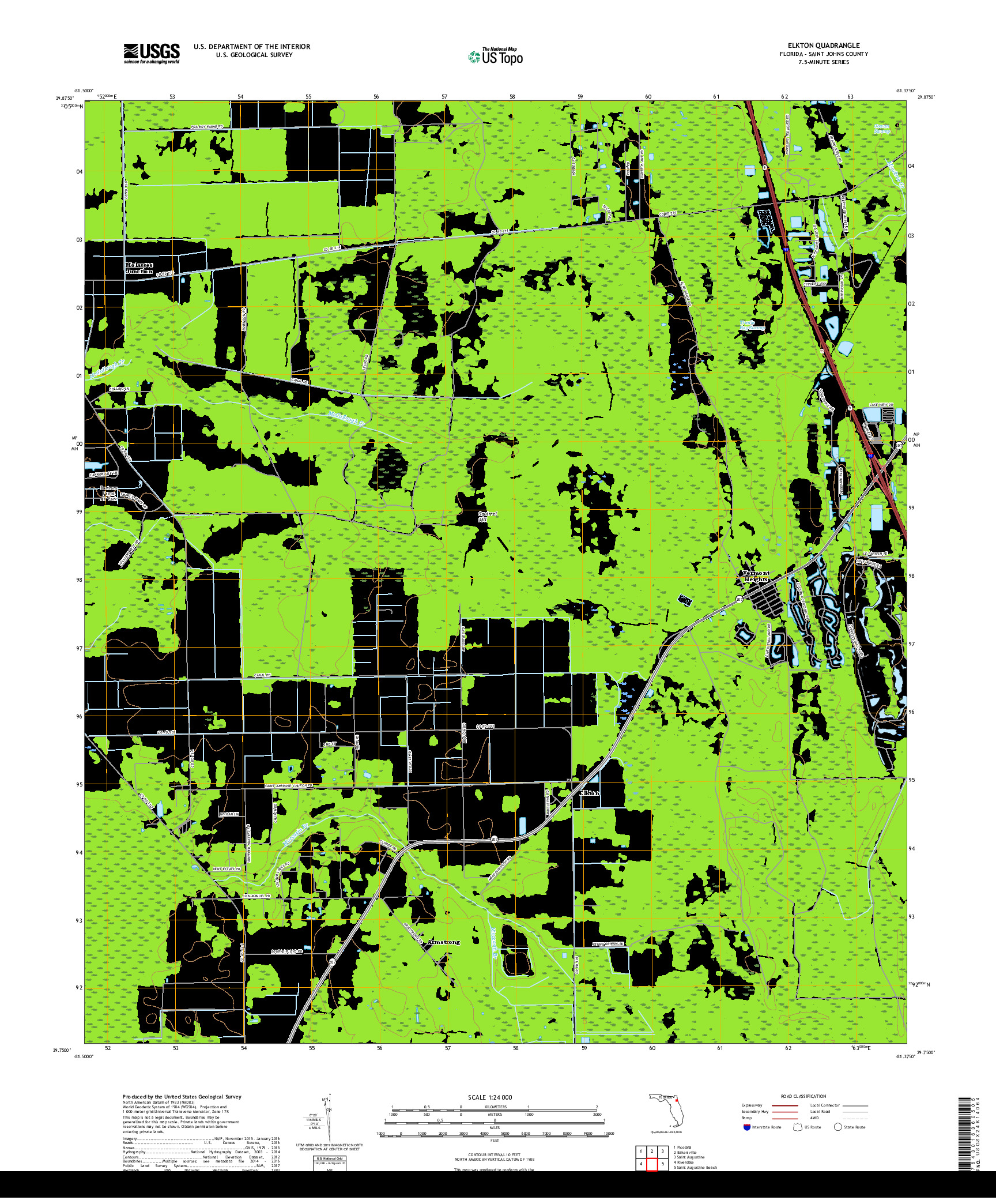 USGS US TOPO 7.5-MINUTE MAP FOR ELKTON, FL 2018