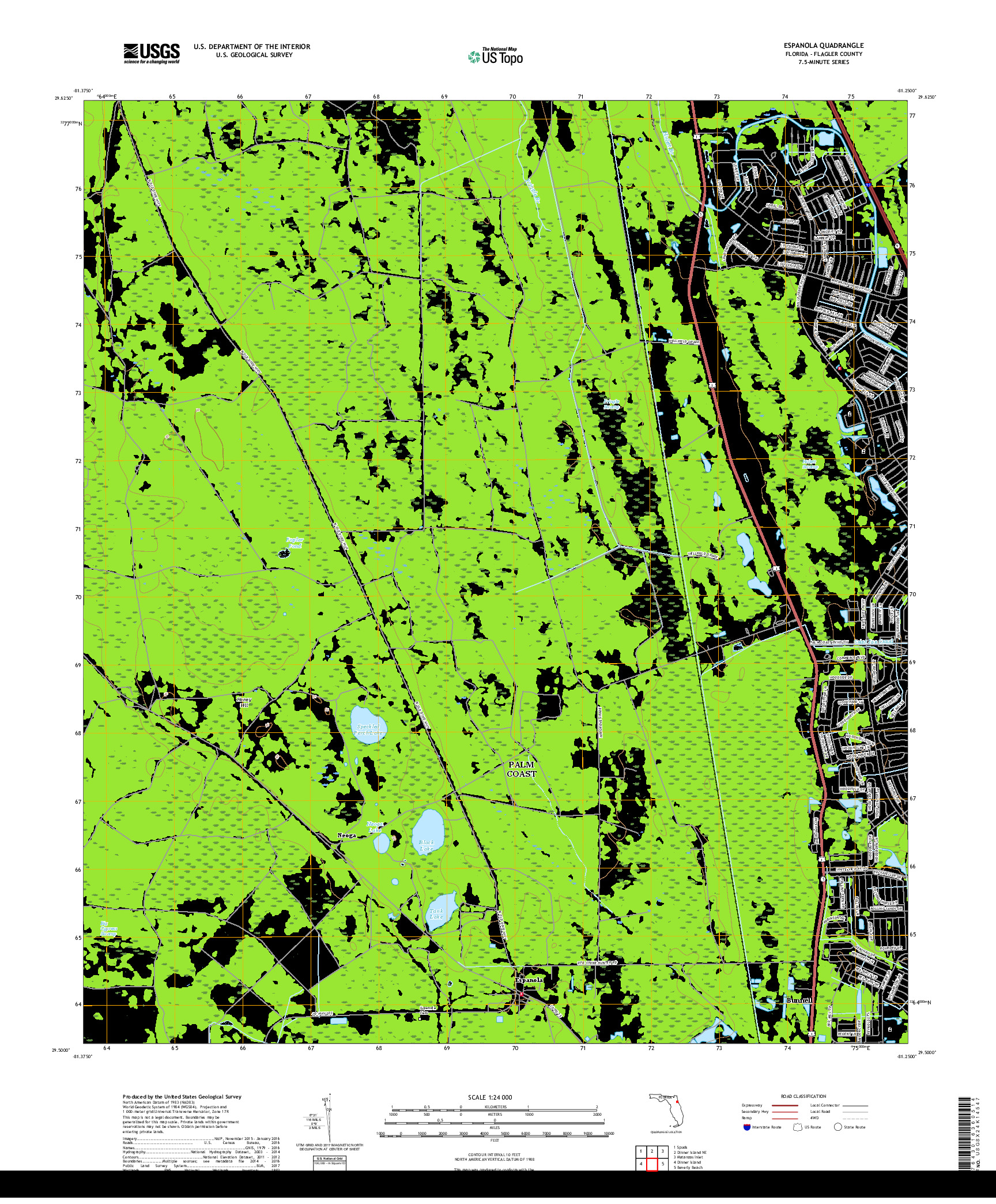 USGS US TOPO 7.5-MINUTE MAP FOR ESPANOLA, FL 2018