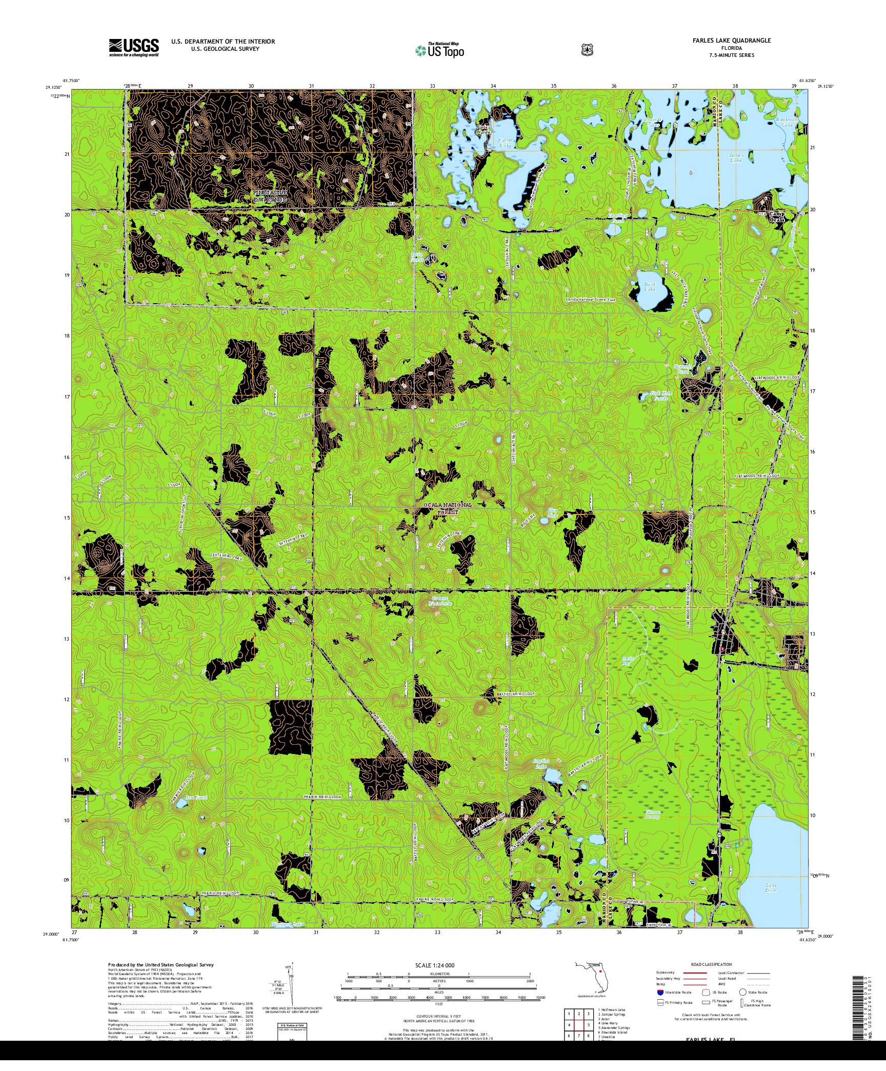 USGS US TOPO 7.5-MINUTE MAP FOR FARLES LAKE, FL 2018