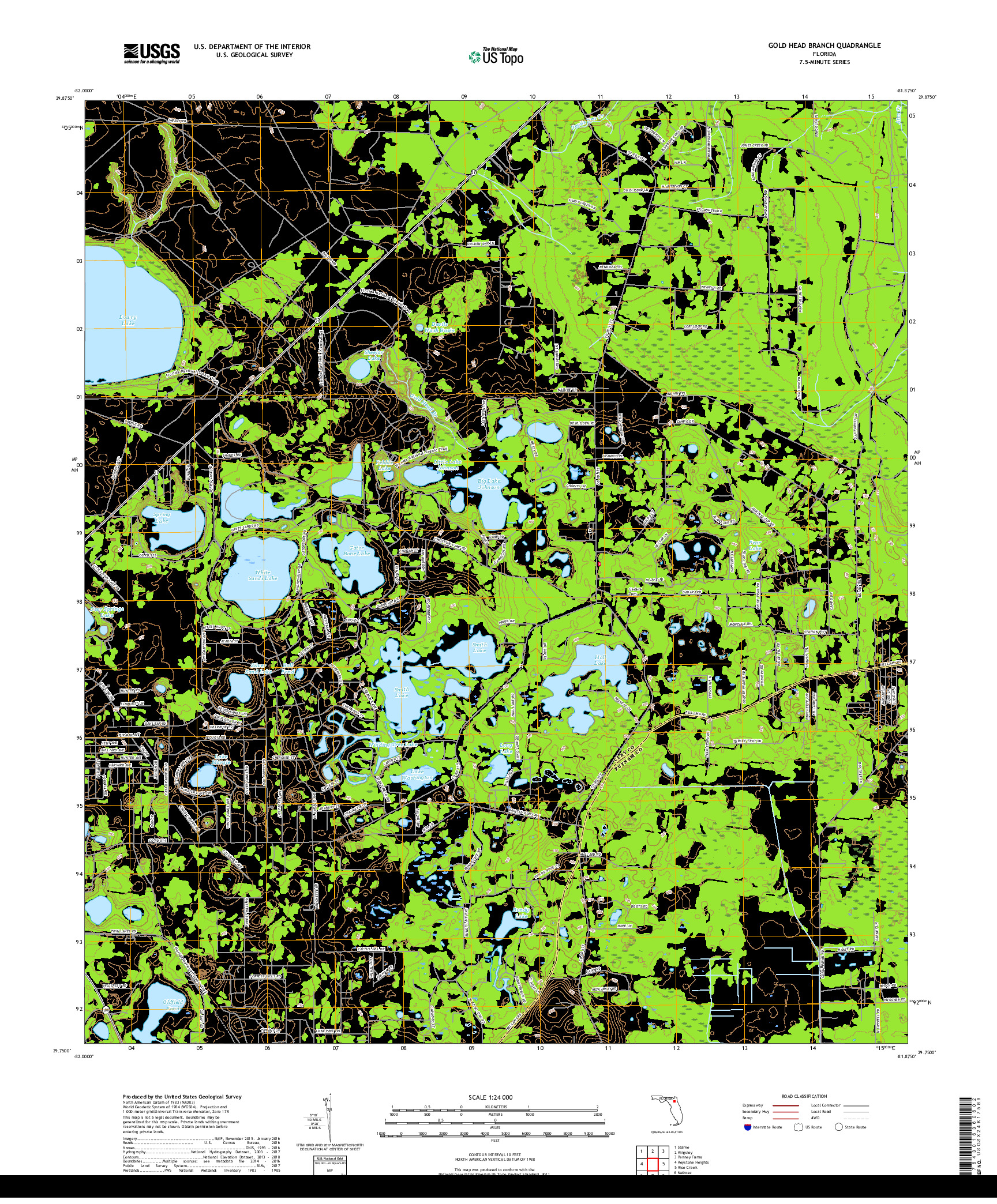 USGS US TOPO 7.5-MINUTE MAP FOR GOLD HEAD BRANCH, FL 2018