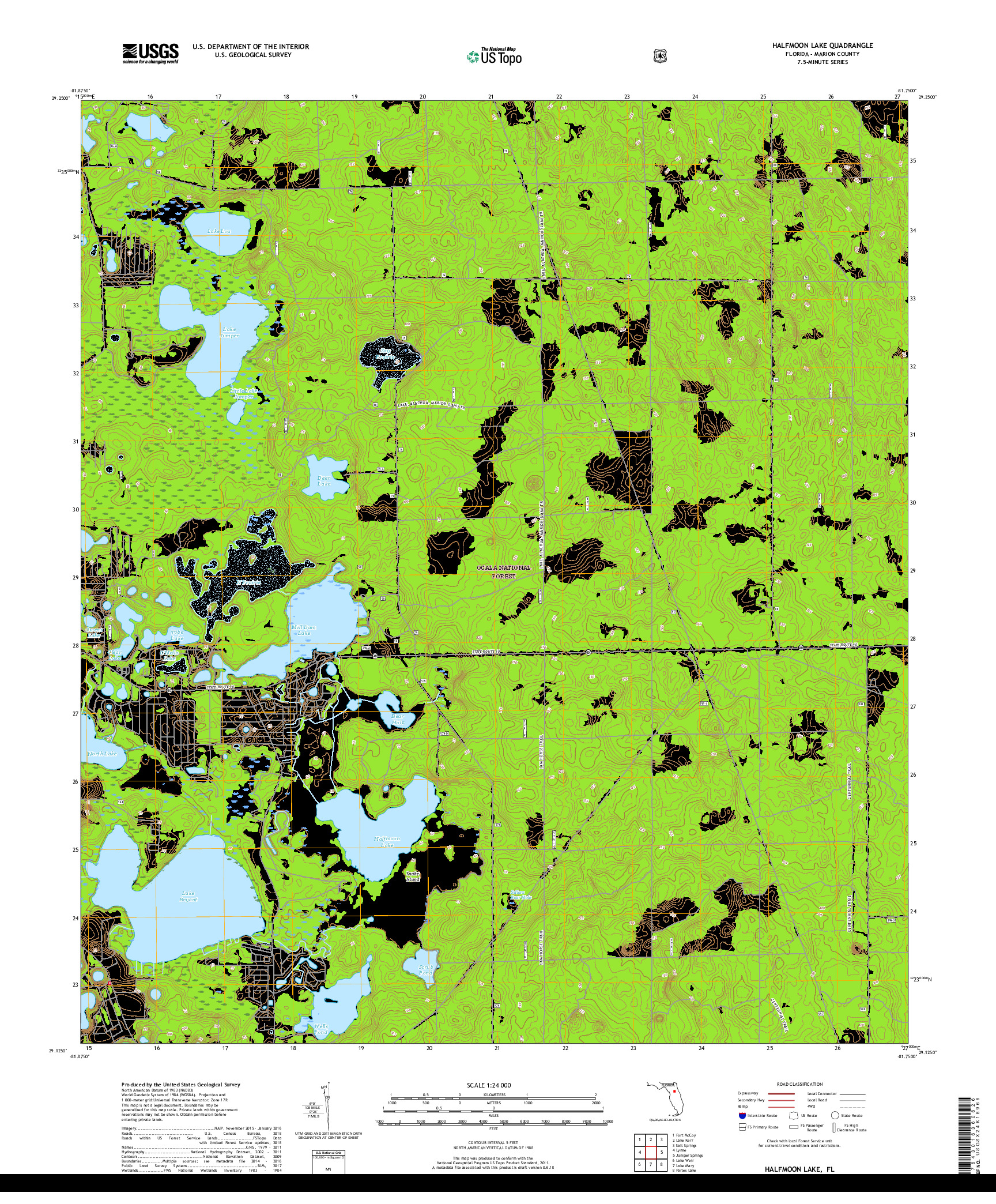 USGS US TOPO 7.5-MINUTE MAP FOR HALFMOON LAKE, FL 2018