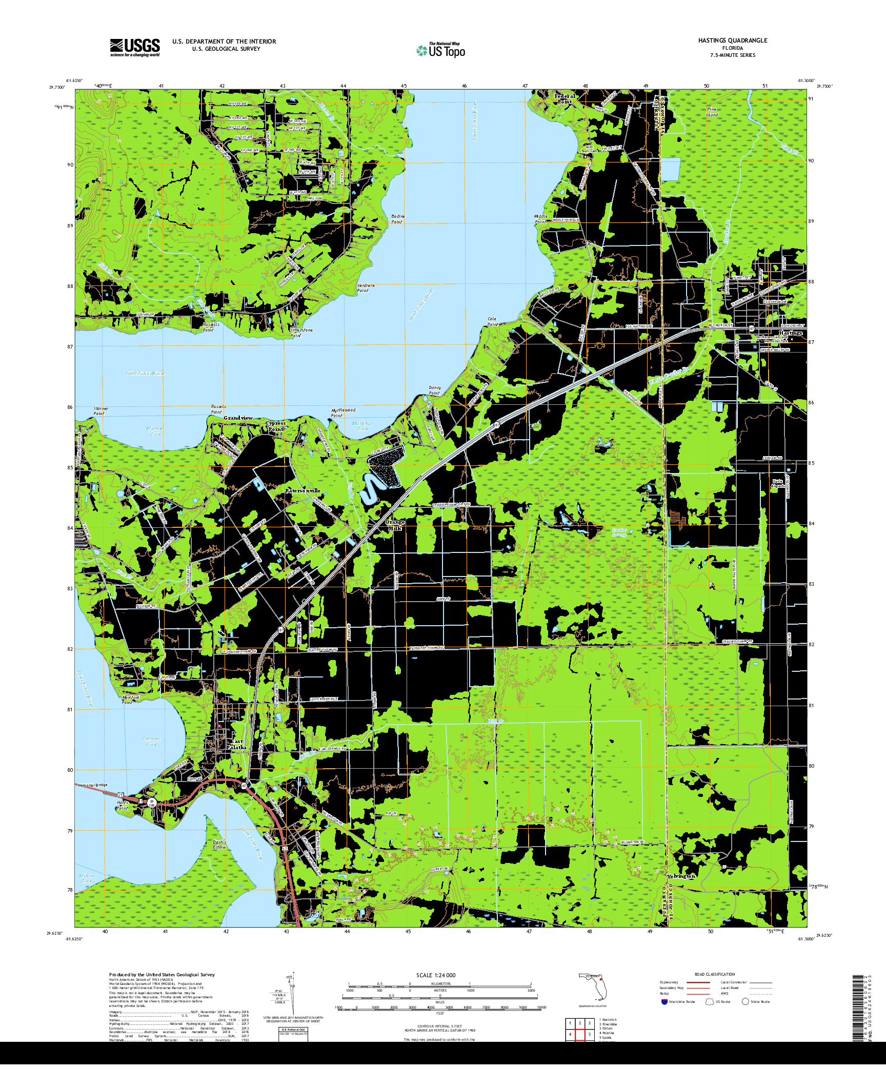 USGS US TOPO 7.5-MINUTE MAP FOR HASTINGS, FL 2018