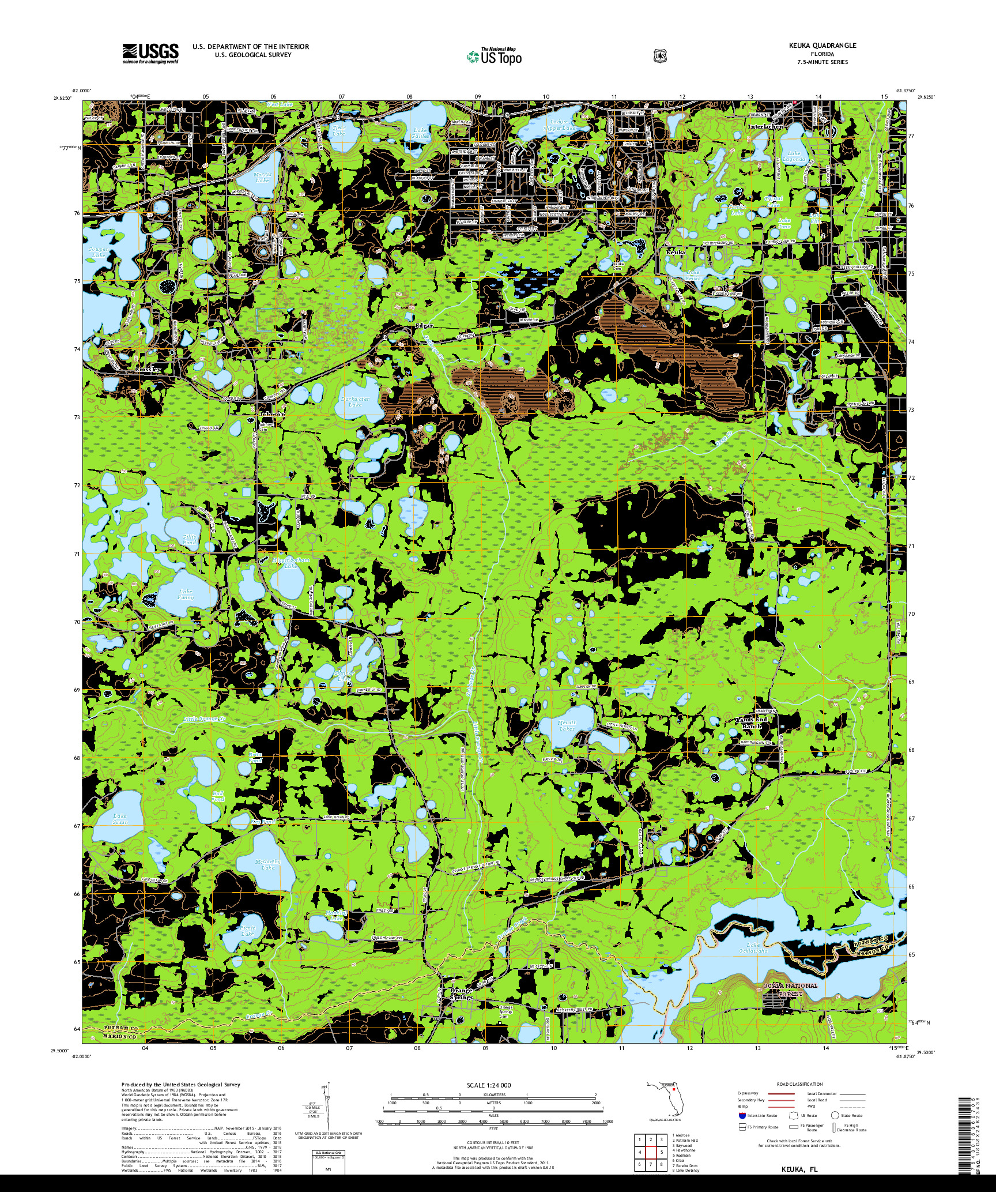 USGS US TOPO 7.5-MINUTE MAP FOR KEUKA, FL 2018